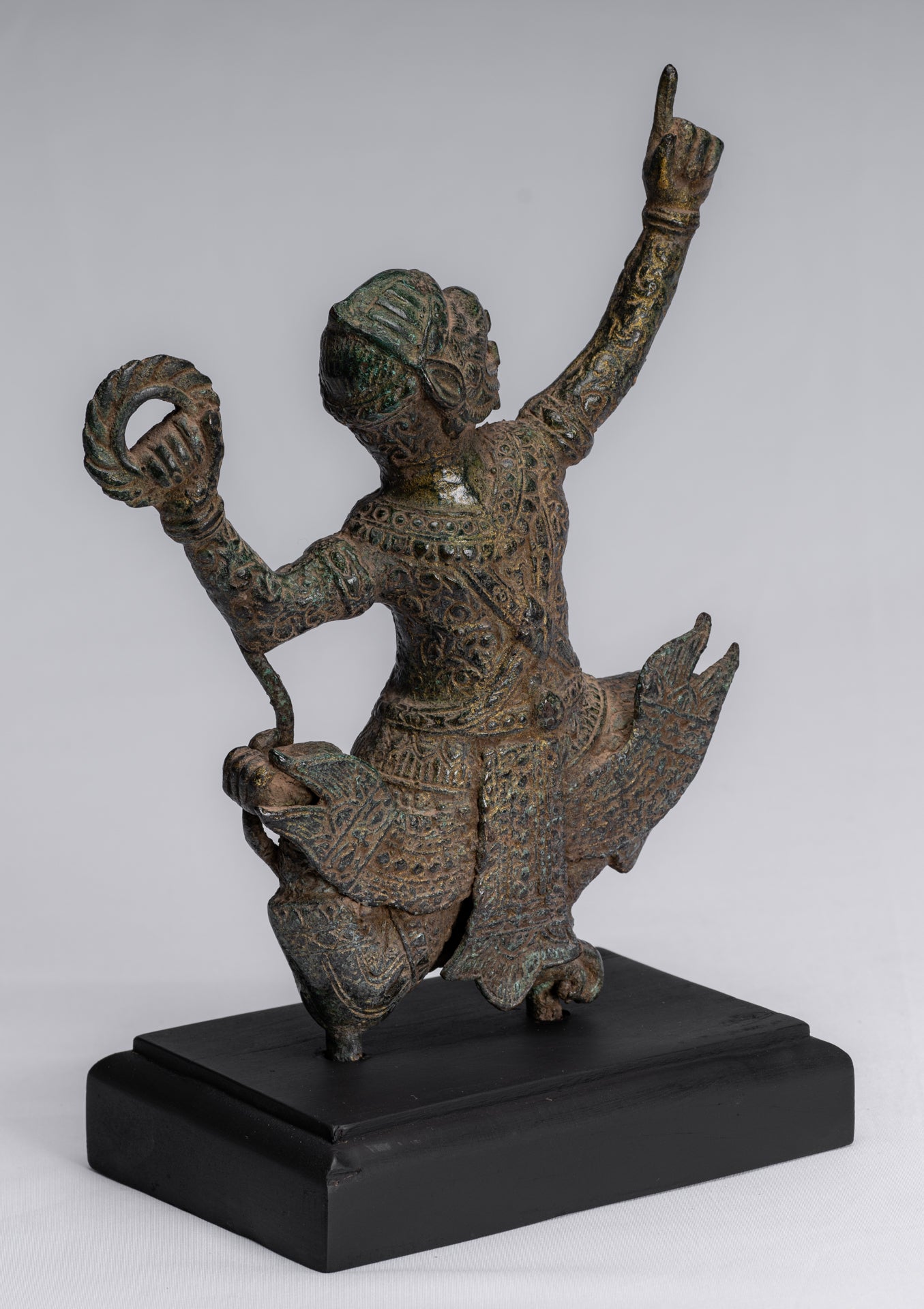 Statue antique du dieu hindou Bayon Hanuman de style khmer - 25 cm de haut