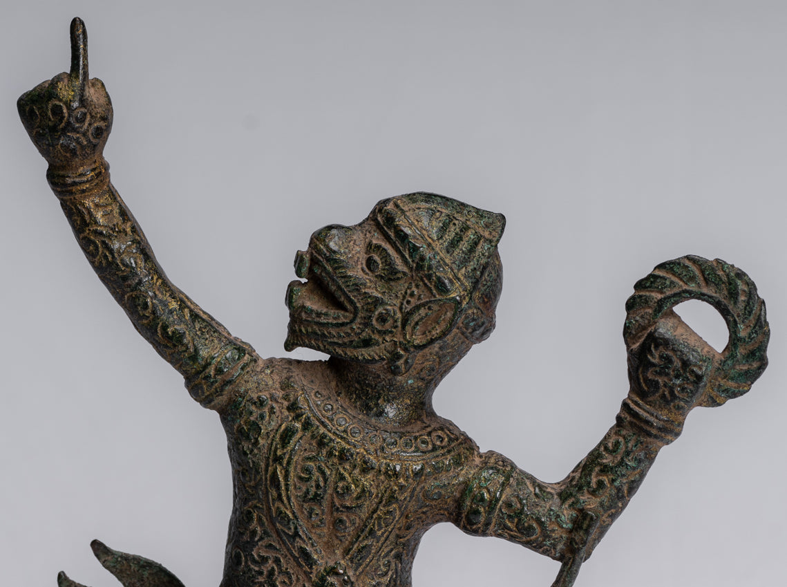 Statue antique du dieu hindou Bayon Hanuman de style khmer - 25 cm de haut