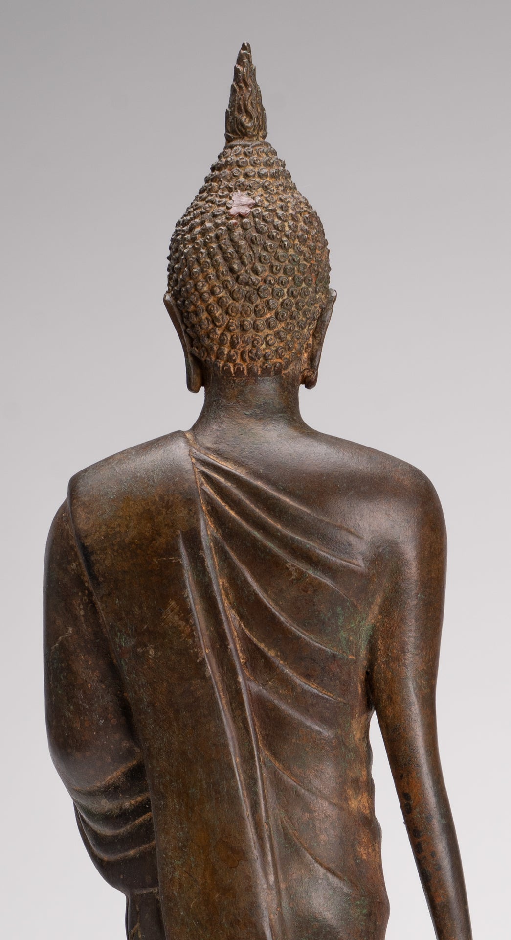 Antique Sukhothai Style Standing Bronze Thai Protection Walking Buddha Statue - 57cm/23"