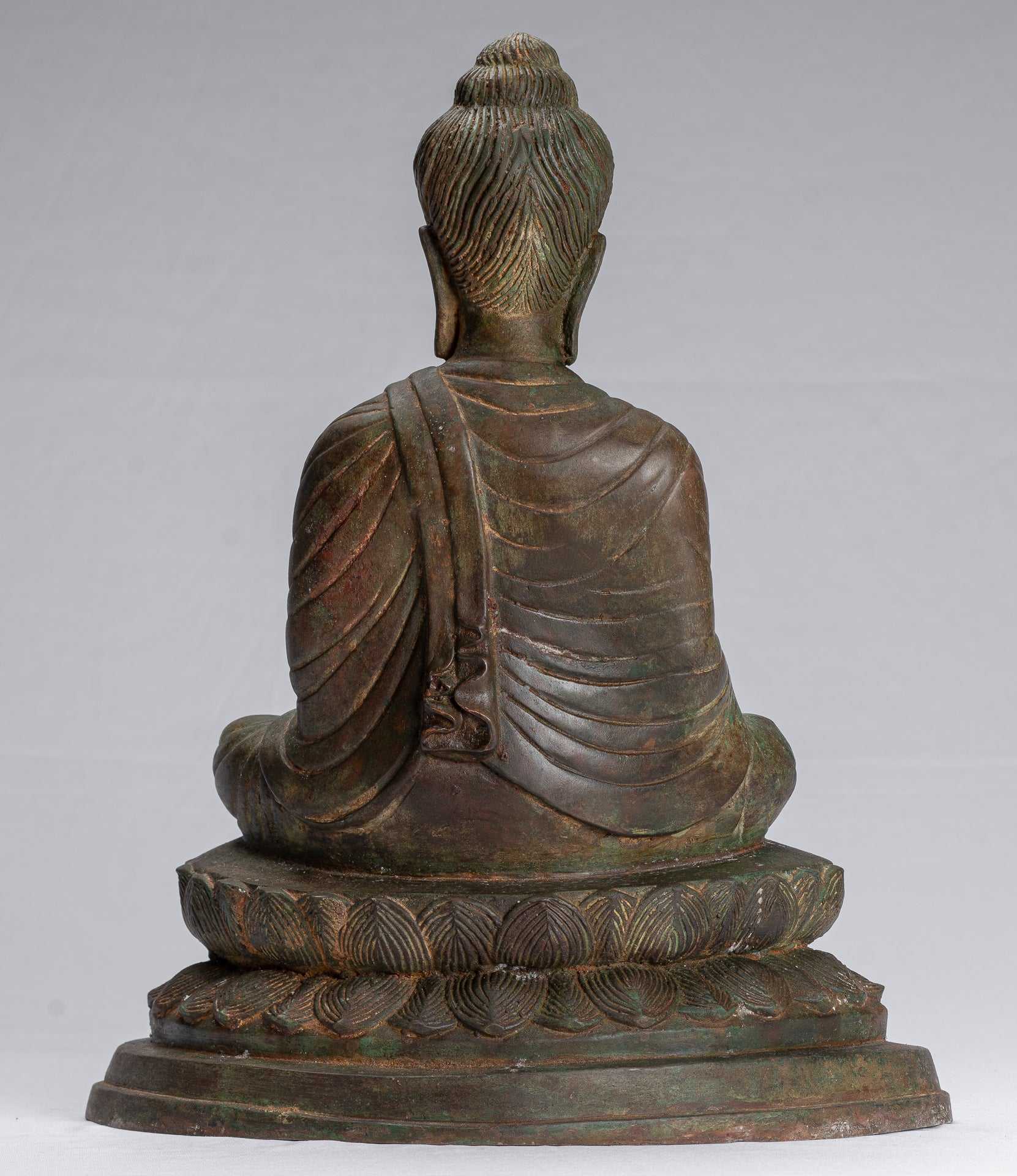 Indian Buddha Statue - Antique Gandhara Style Bronze Enlightenment Buddha Statue - 39cm/16"