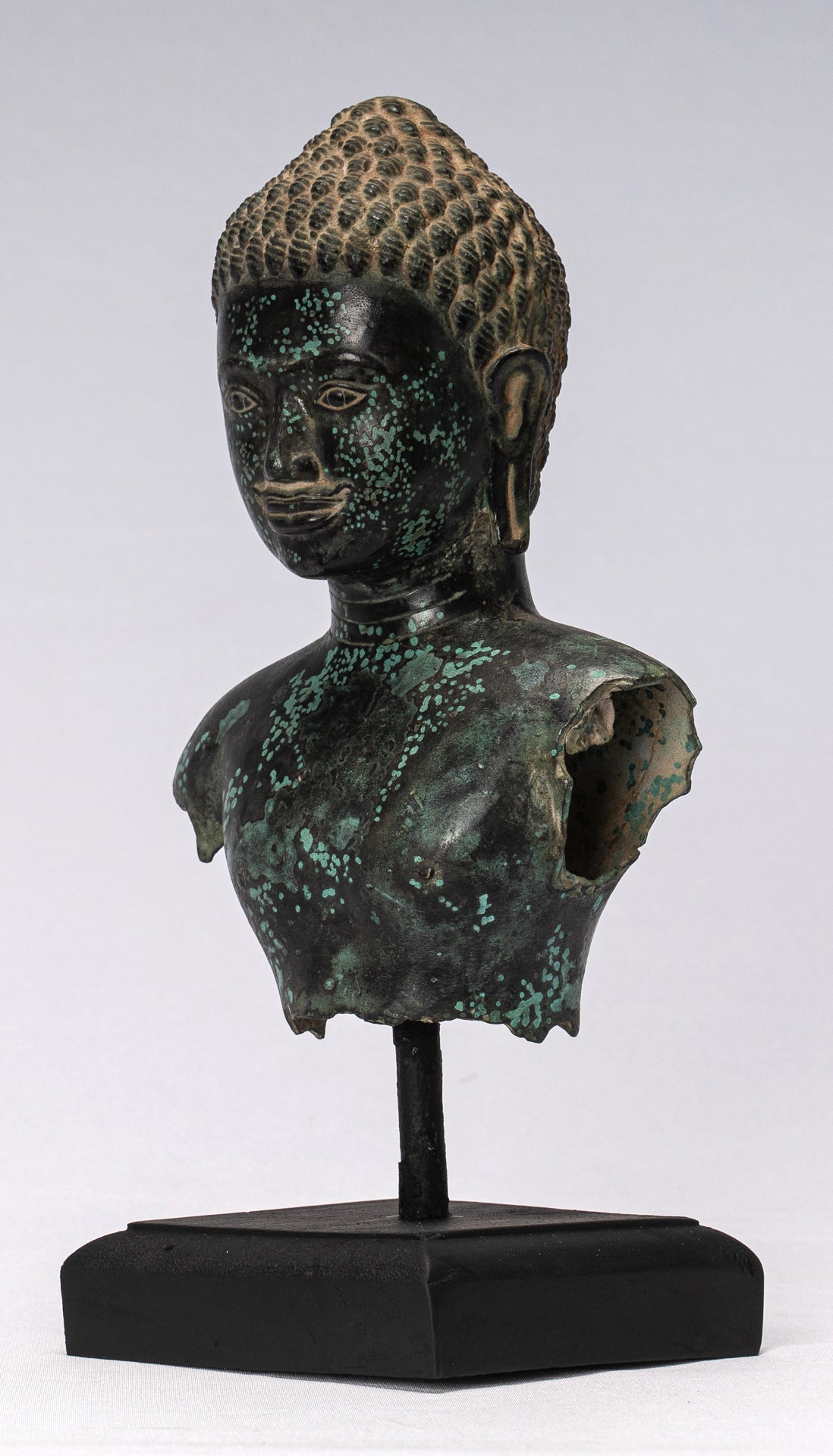 Antique Khmer Style Bronze Vishnu Torso Statue-Protecteur & Preserver-25cm/10 "