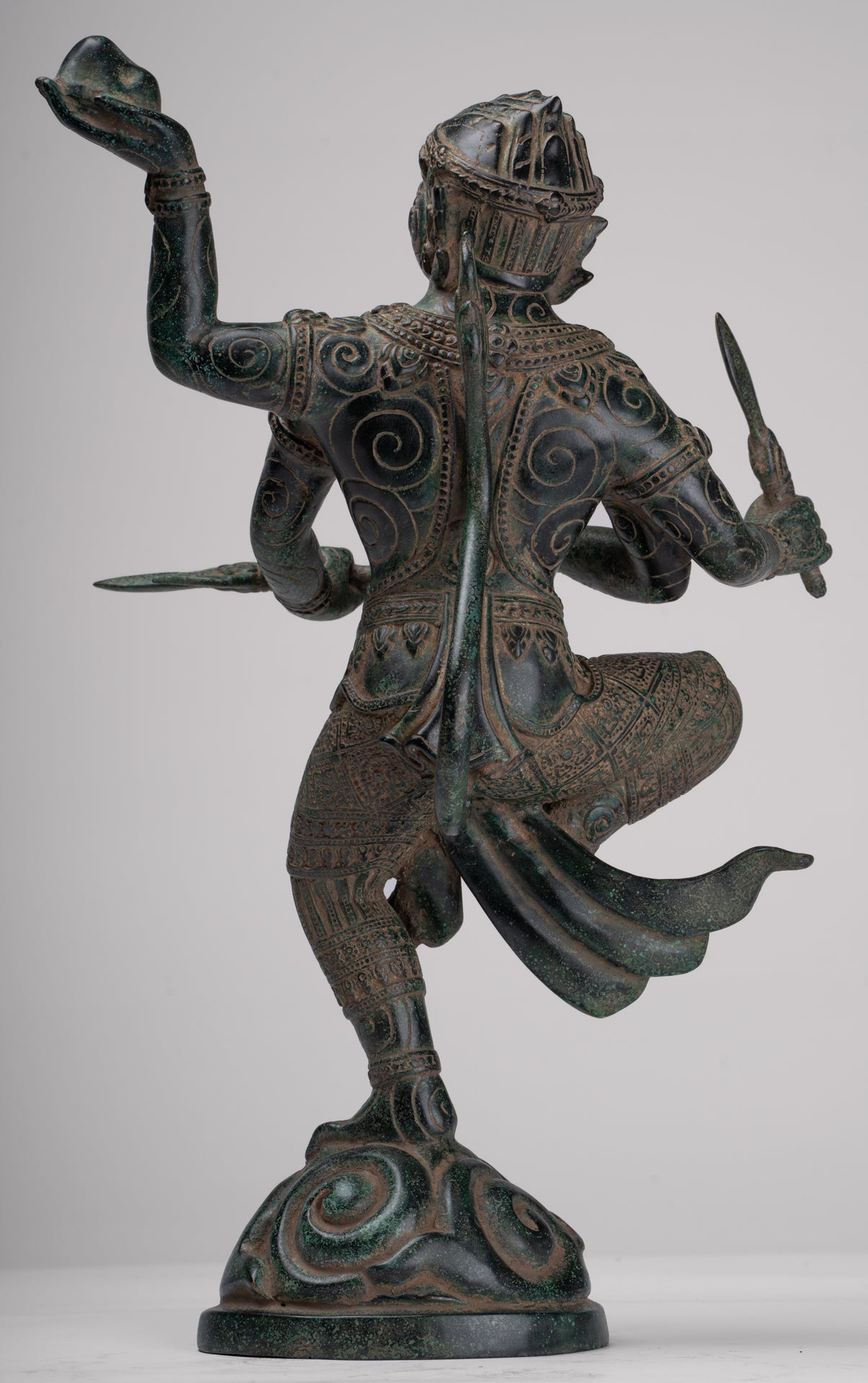 Antique Khmer Style Standing Bayon Hindu God Hanuman Statue - 40cm/16" Tall