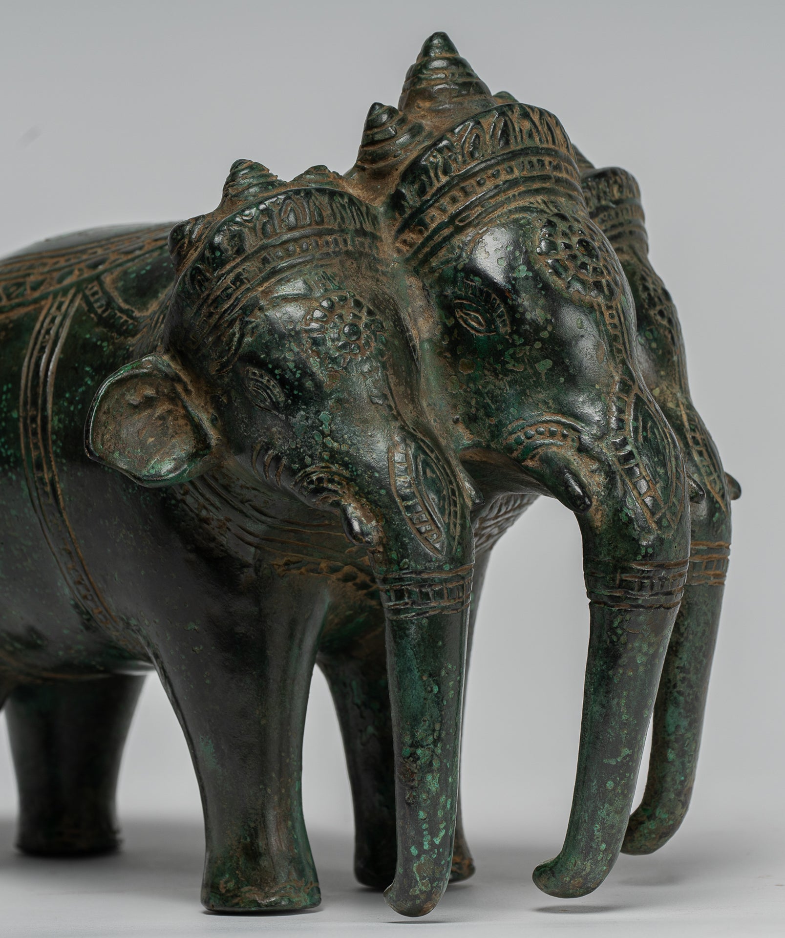 Antique Khmer in stile Khmer Bronzo erawan aivata o statua di elefante - 18 cm/7 "di altezza