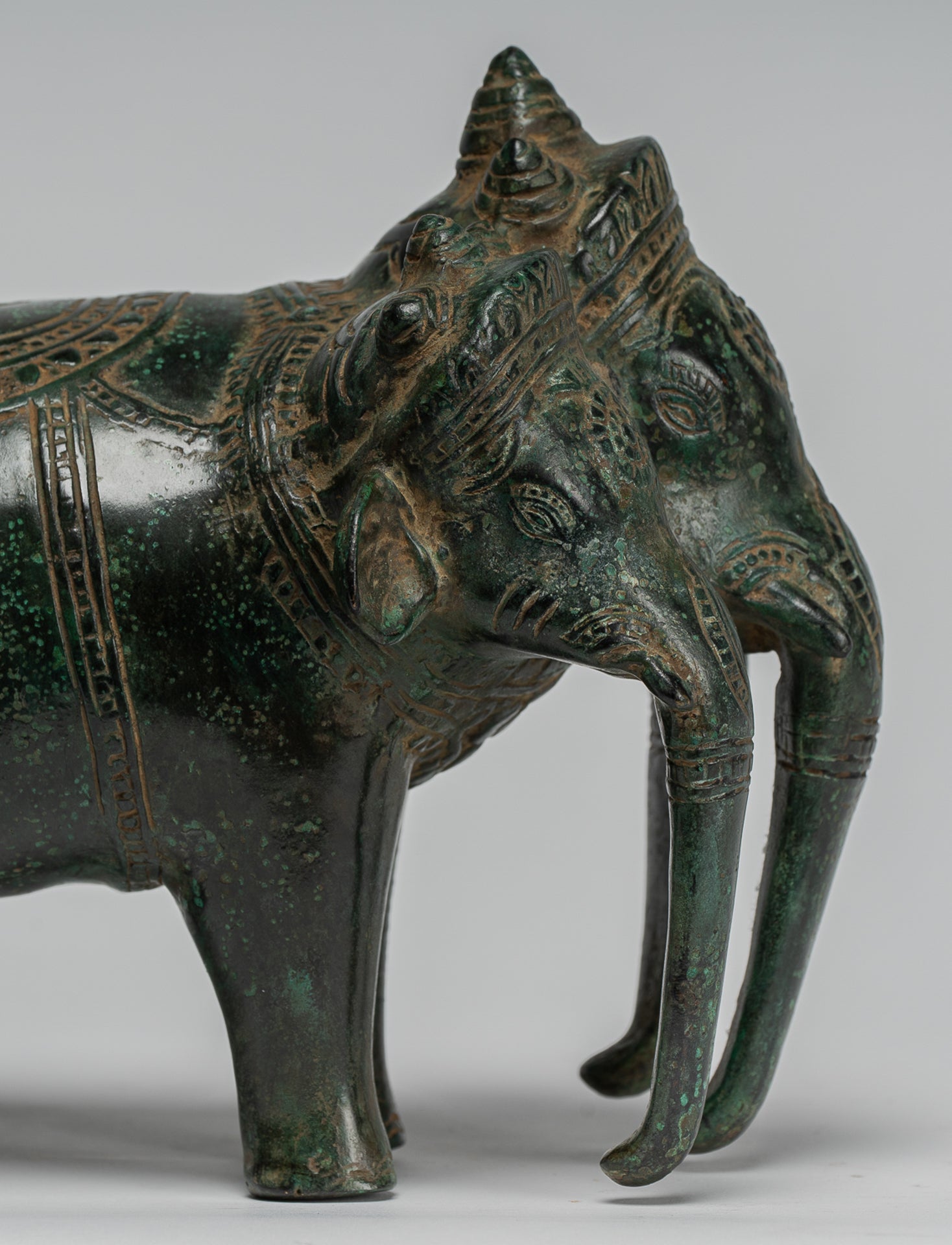 Antique Khmer in stile Khmer Bronzo erawan aivata o statua di elefante - 18 cm/7 "di altezza