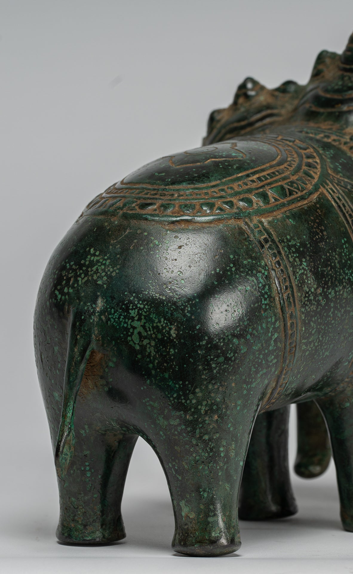 Antique Khmer in stile Khmer Bronzo erawan aivata o statua di elefante - 18 cm/7 "di altezza