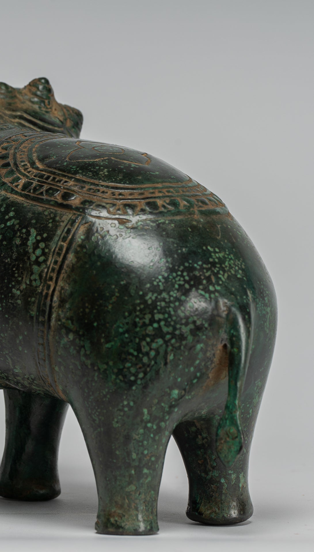 Antique Khmer in stile Khmer Bronzo erawan aivata o statua di elefante - 18 cm/7 "di altezza