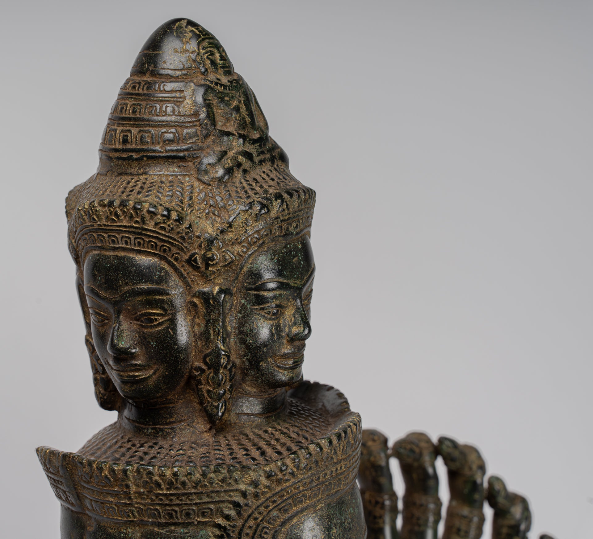 Antique Khmer in stile Khmer seduto Borhisattva Avalokiteshvara Statua - 53cm/21 "