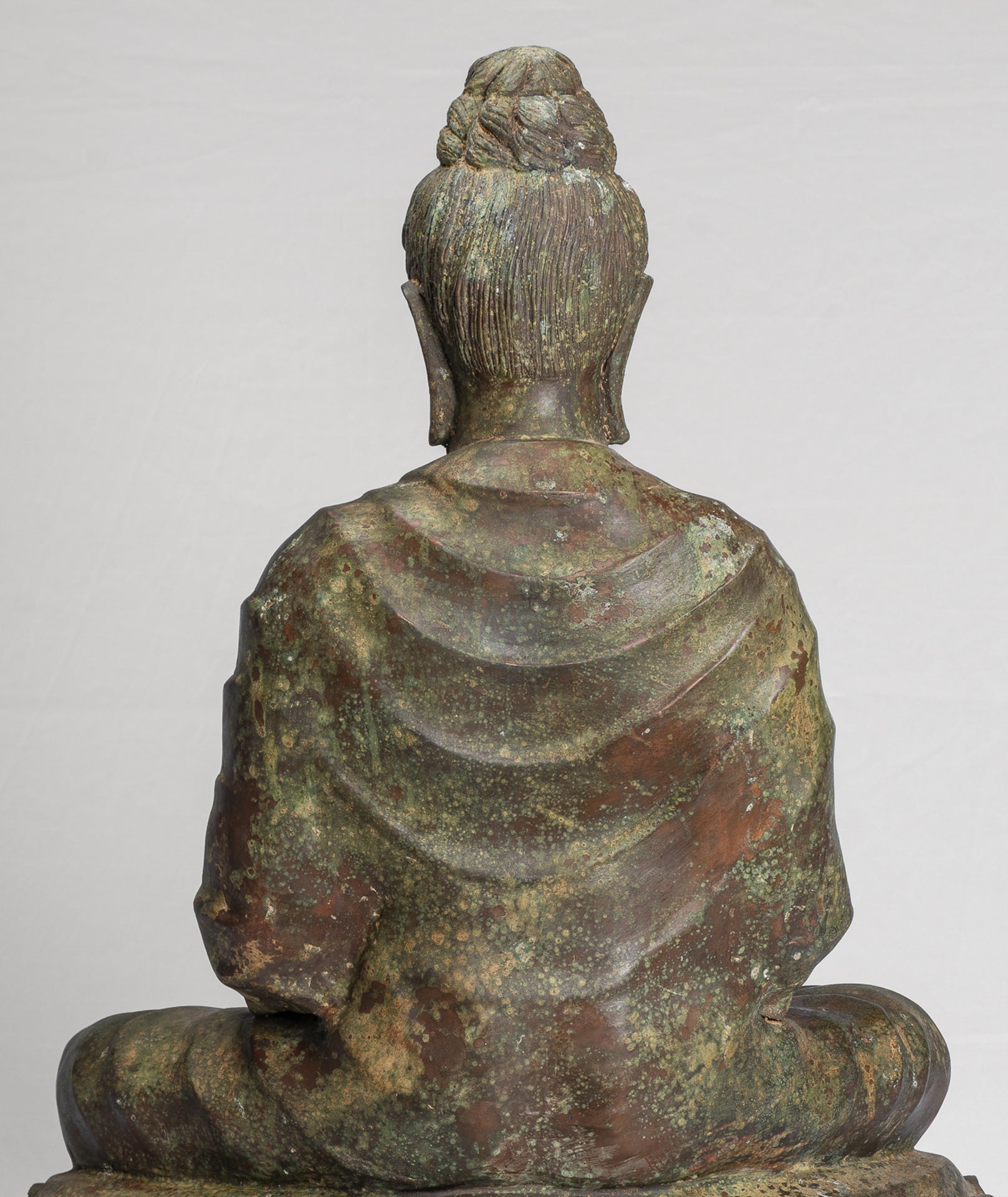 Indian Buddha Statue - Antique Gandhara Style Bronze Meditation Buddha Statue - 70cm/28"