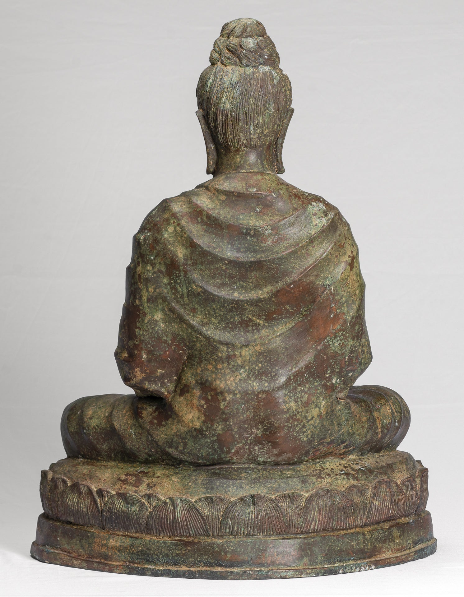 Indian Buddha Statue - Antique Gandhara Style Bronze Meditation Buddha Statue - 70cm/28"