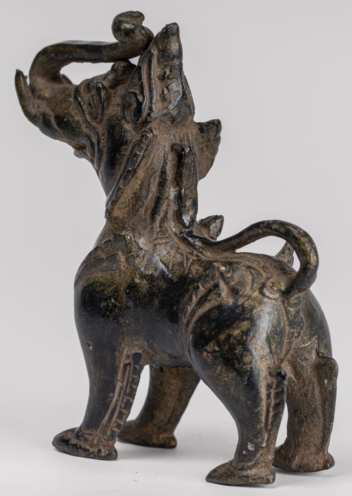 Antique Burmese Style Bronze Standing Chinthe Guardian Temple Lion - 11.5cm/5"