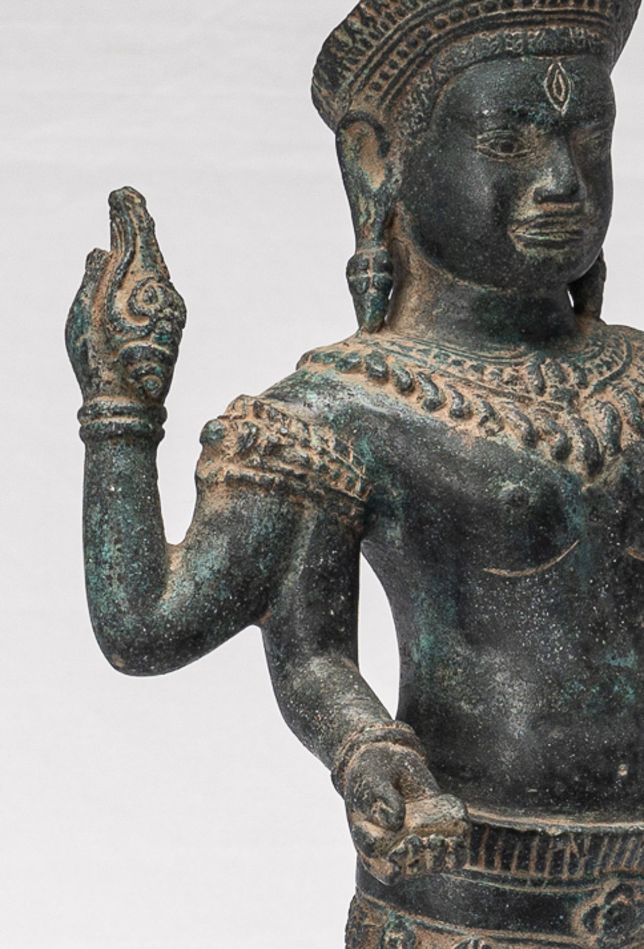 Antique Khmer Style Koh Ker Style Shiva Statue — Standing Four-Armed Shiva in Bronze - 44cm/18"
