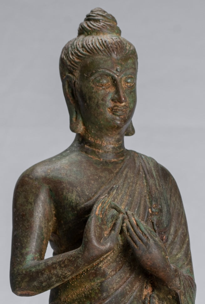Statua del Buddha indiano - Antique Gandhara Style Bronze Insegnamento Buddha Statua - 35 cm/14 "