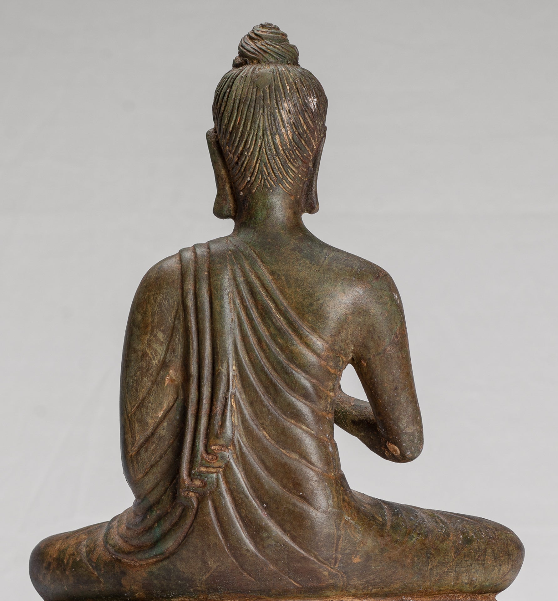 Indian Buddha Statue - Antique Gandhara Style Bronze Teaching Buddha Statue - 35cm/14"