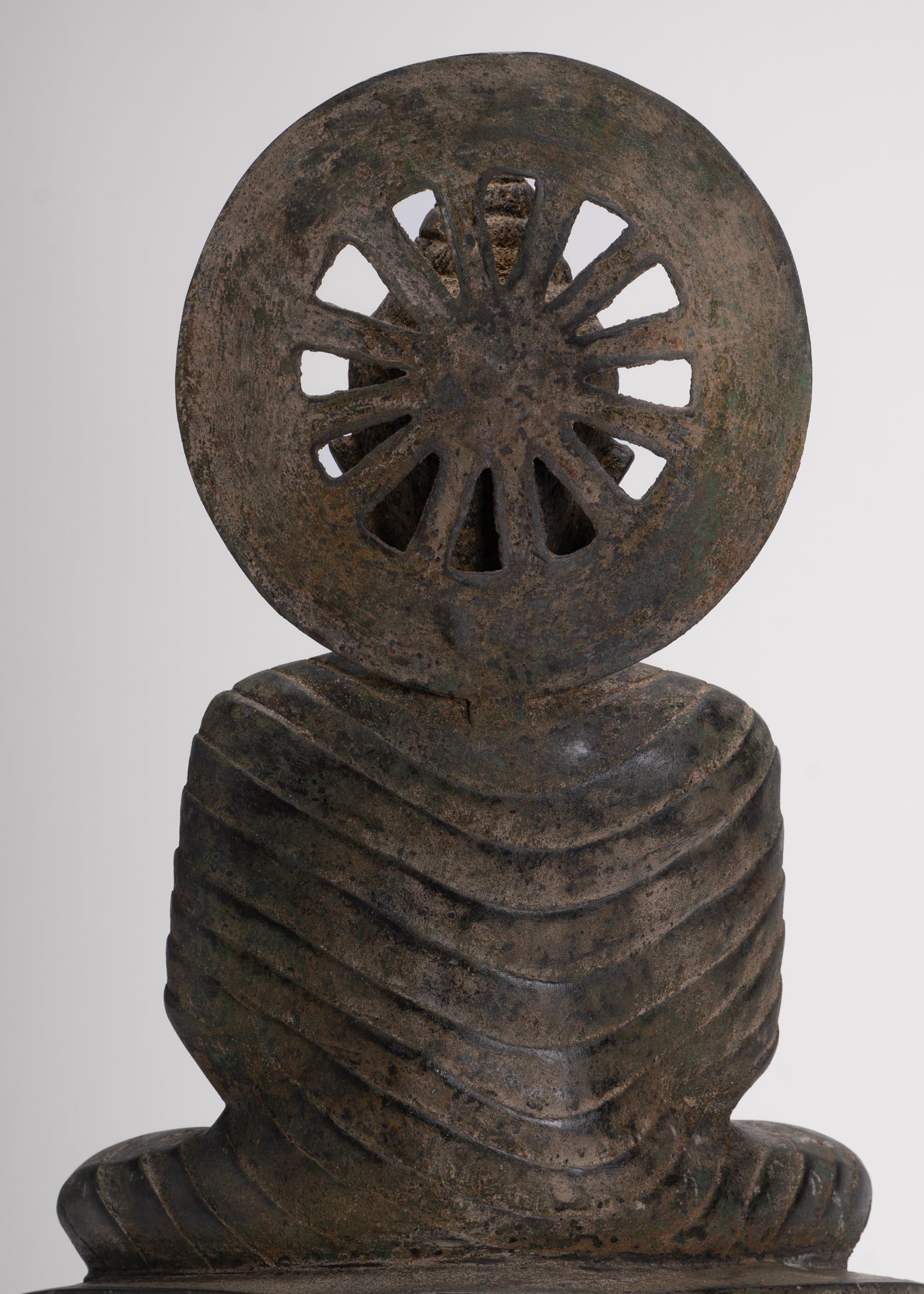 Large Antique Thai Style Seated Bronze Teaching Buddha Statue - 54cm/22"