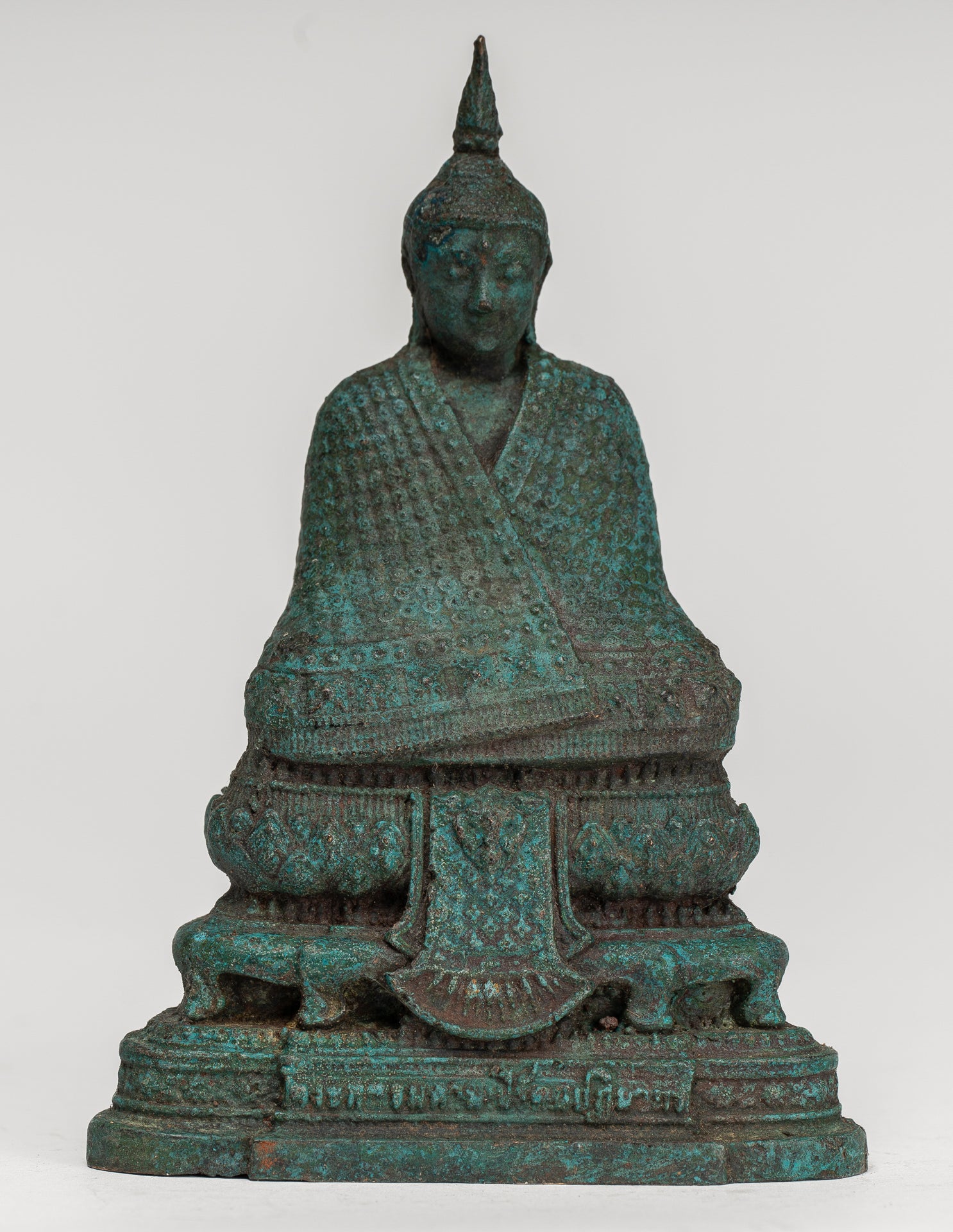 Buddha Sculpture - Antique Thai Style Bronze Seated Meditation Winter Buddha Statue - 12.5cm/5"
