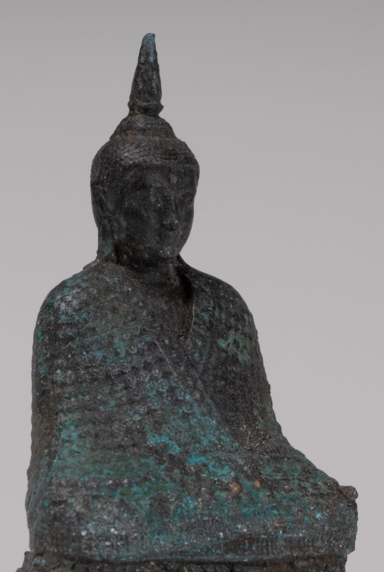 Buddha Sculpture - Antique Thai Style Bronze Seated Meditation Winter Buddha Statue - 12.5cm/5"