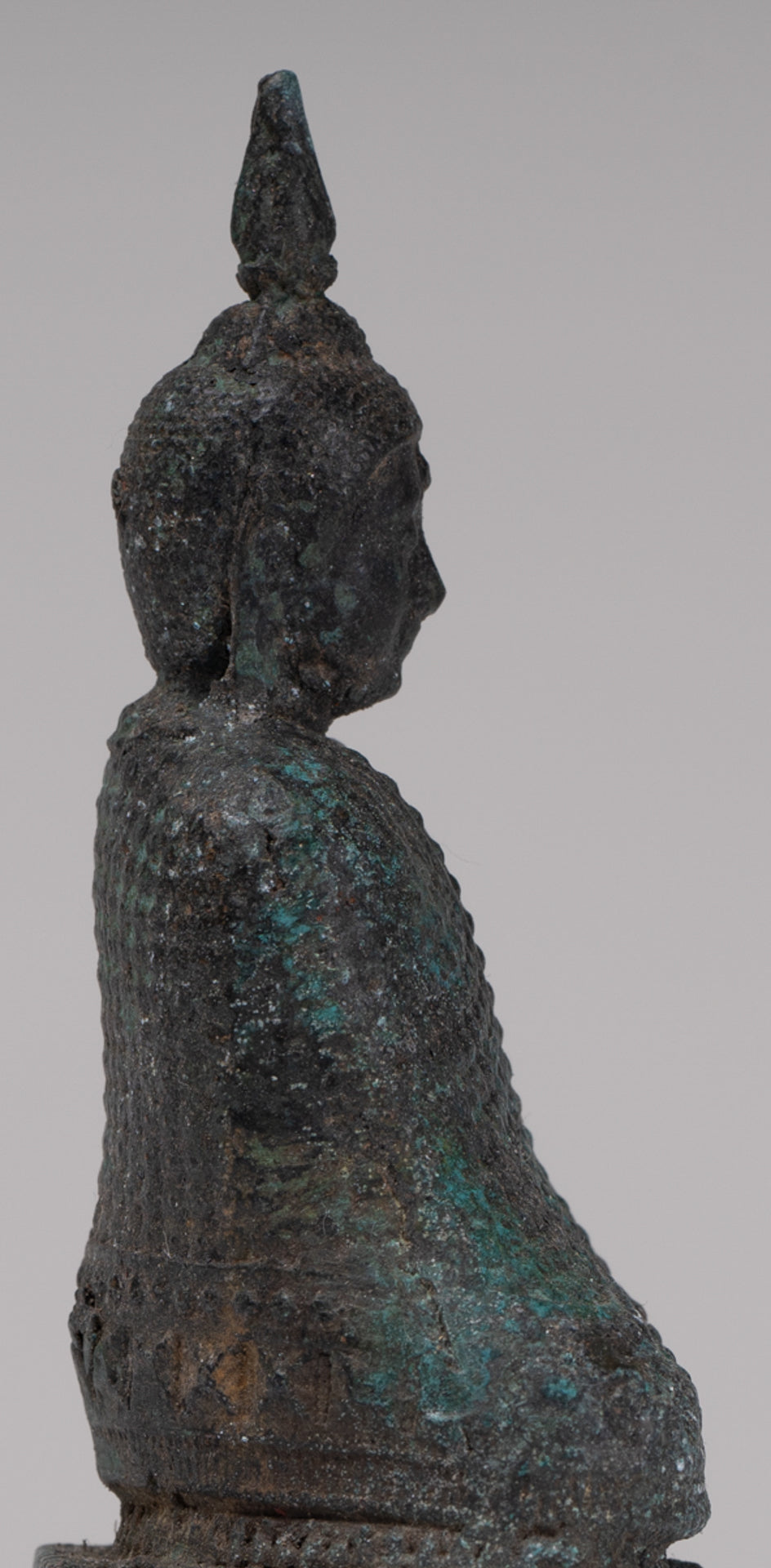 Buddha Sculpture - Antique Thai Style Bronze Seated Meditation Winter Buddha Statue - 12.5cm/5"