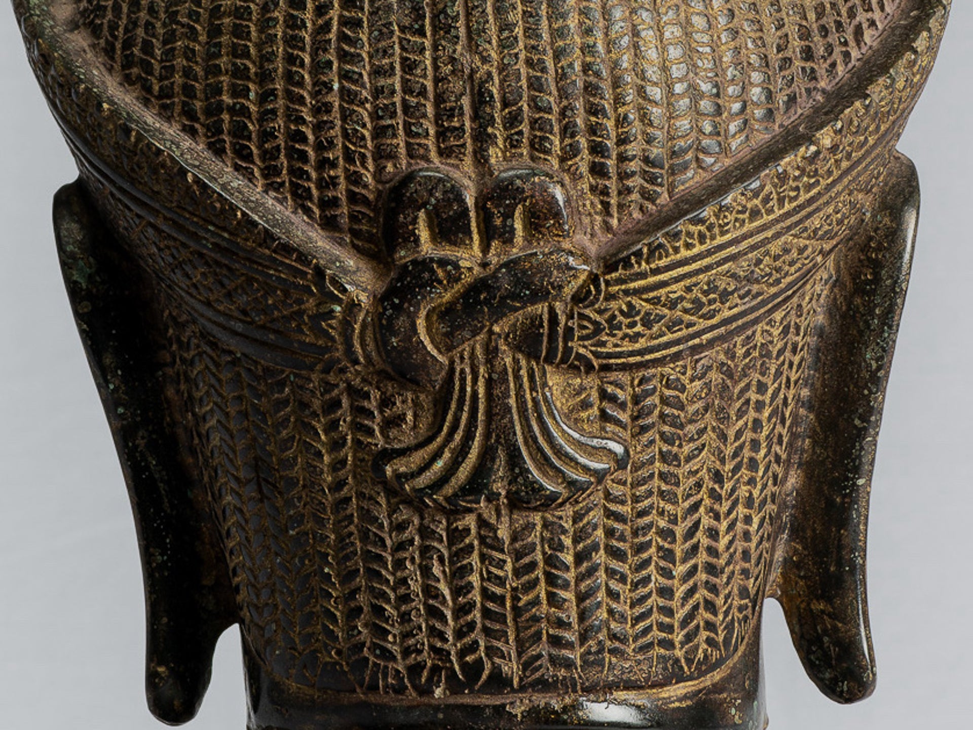 Antique Khmer Style Bronze Mounted Bakheng Shiva Head Statue - 47cm/19"