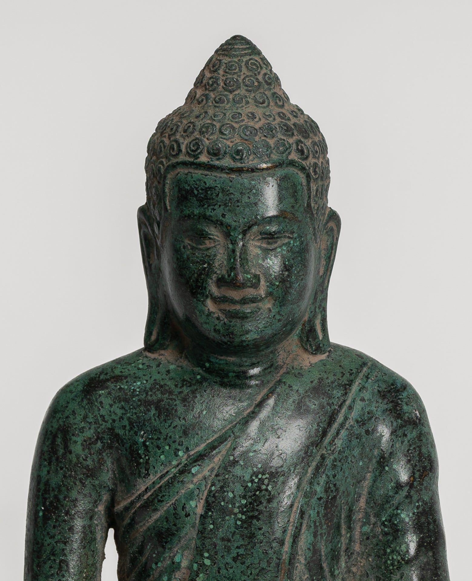 Buddha Statue - Buddha - Antique Khmer Style Seated Bronze Meditation Buddha Statue - 20cm/8"