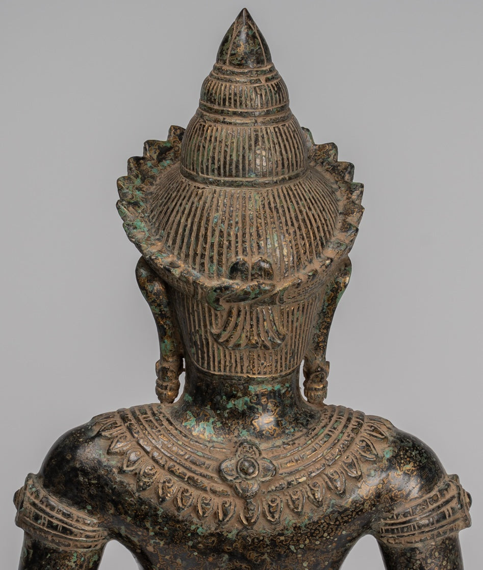 Buddha Statue - Antique Khmer Style Bronze Varada or Charity Angkor Wat Buddha Statue - 55cm/22"