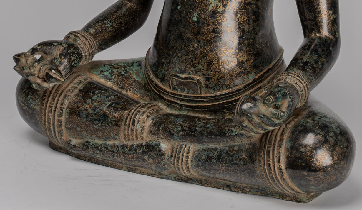 Buddha Statue - Antique Khmer Style Bronze Varada or Charity Angkor Wat Buddha Statue - 55cm/22"