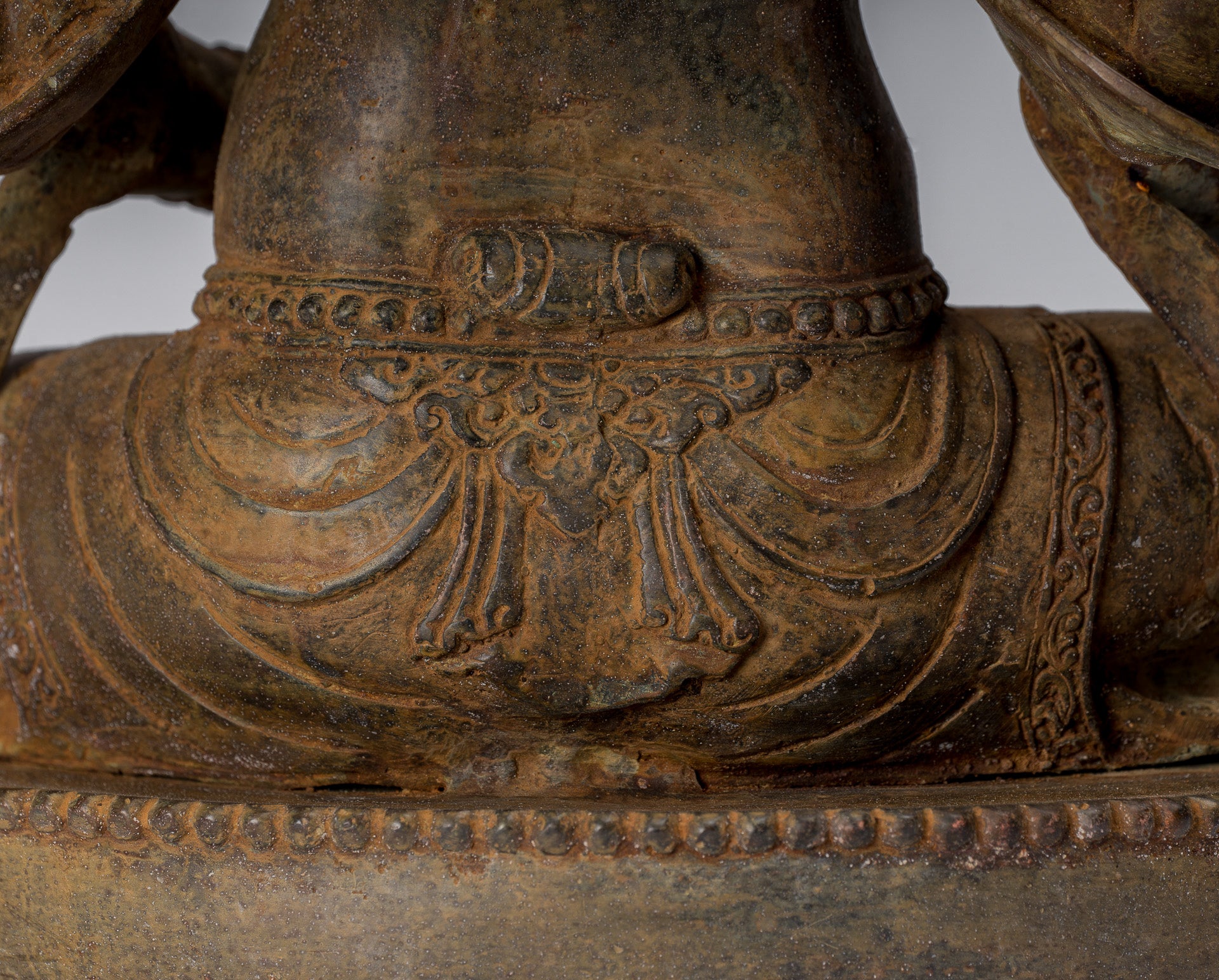 Ganesha Statue - Antique Javanese Style Bronze Seated Majapahit Ganesha Statue - 36cm/14"