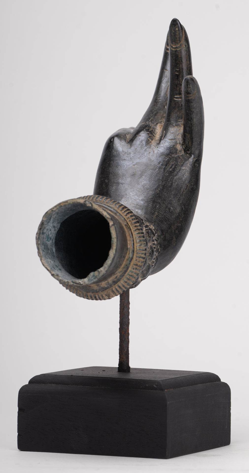 Mounted Antique Thai Style Southeast Asia Bronze Thai Teaching Hand - 24cm/10"