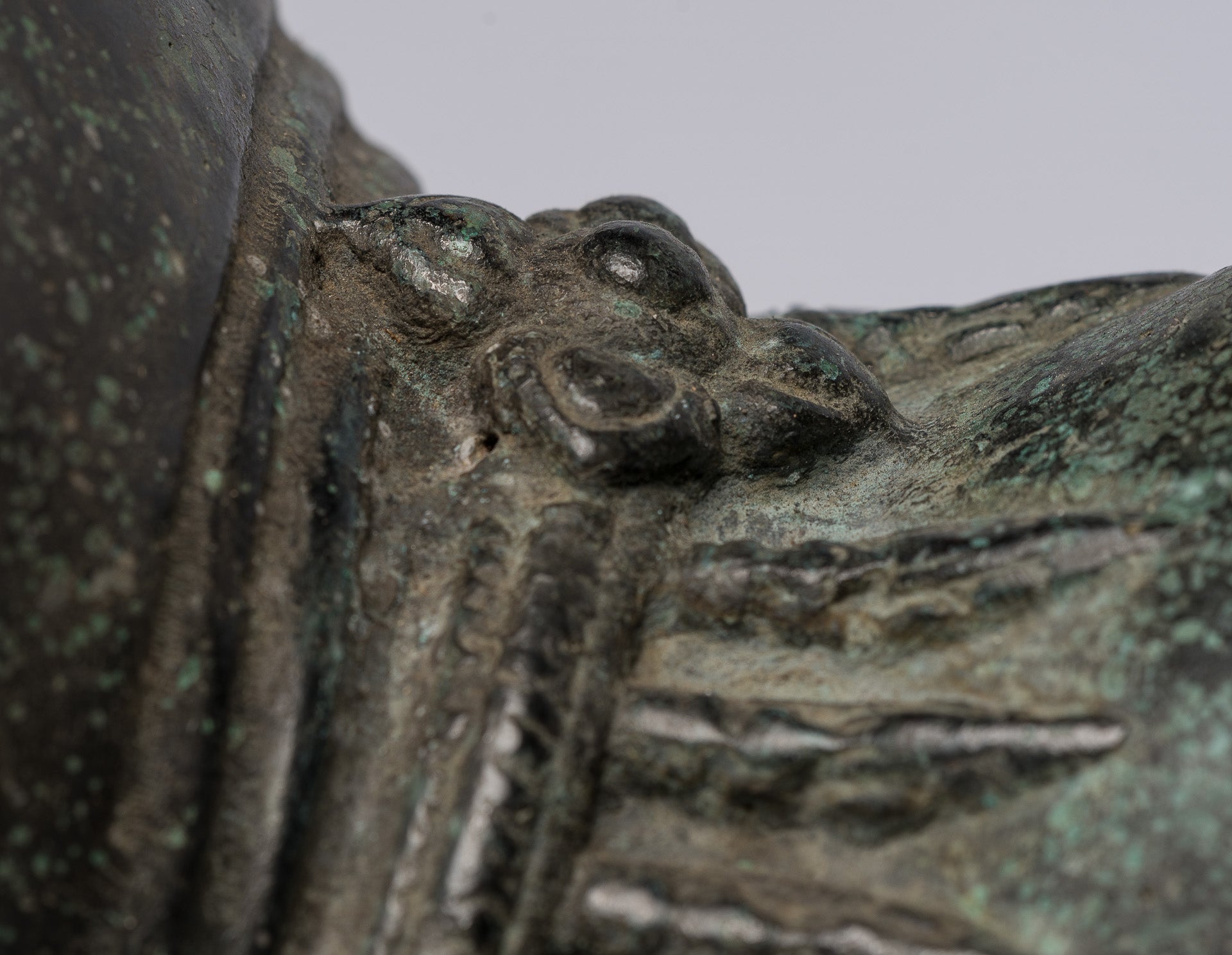 Antique Khmer Style Bronze Nandi Statue - Mount of Shiva - 53cm/21" Long