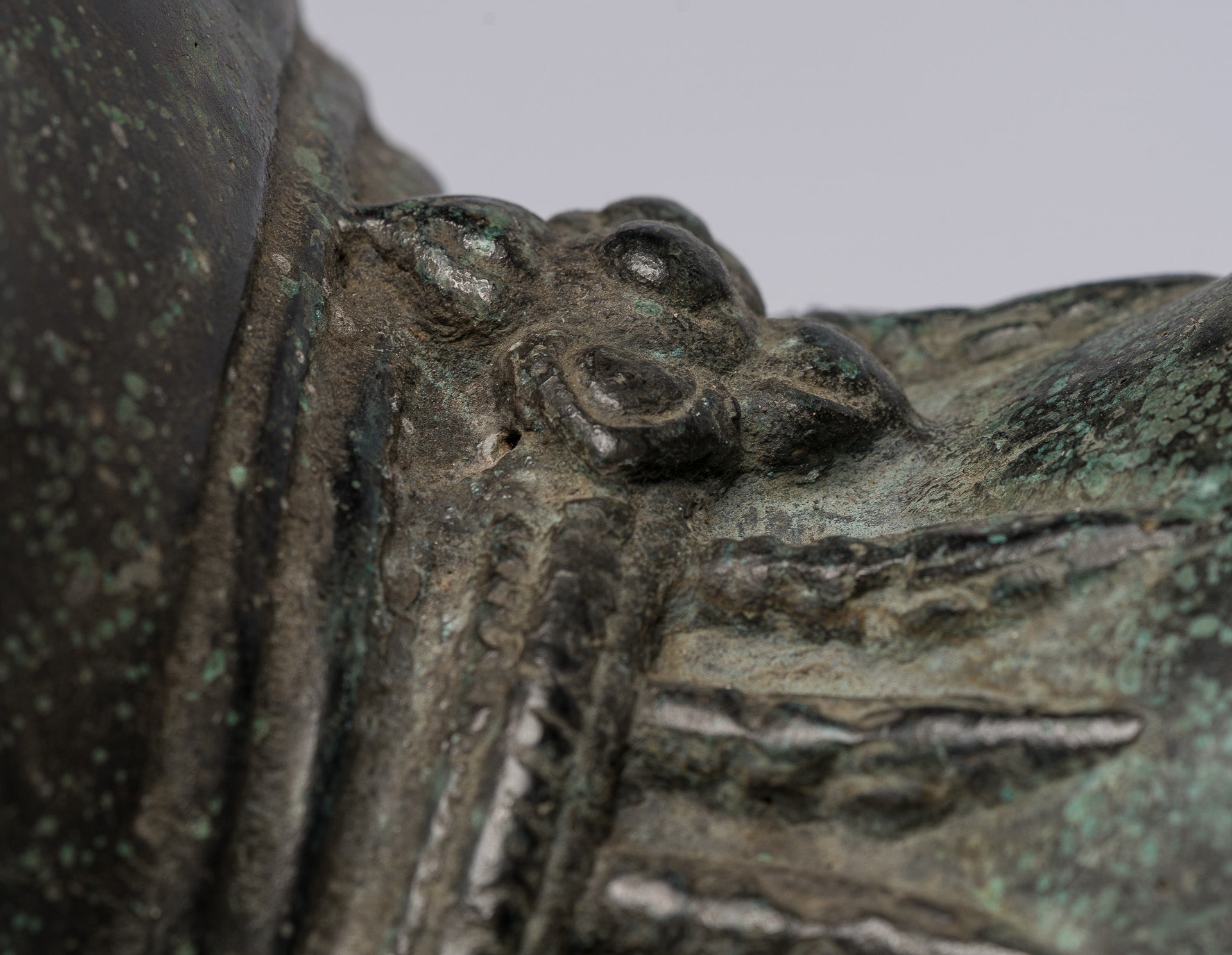 Antique Khmer Style Bronze Nandi Statue - Mount of Shiva - 53cm/21" Long