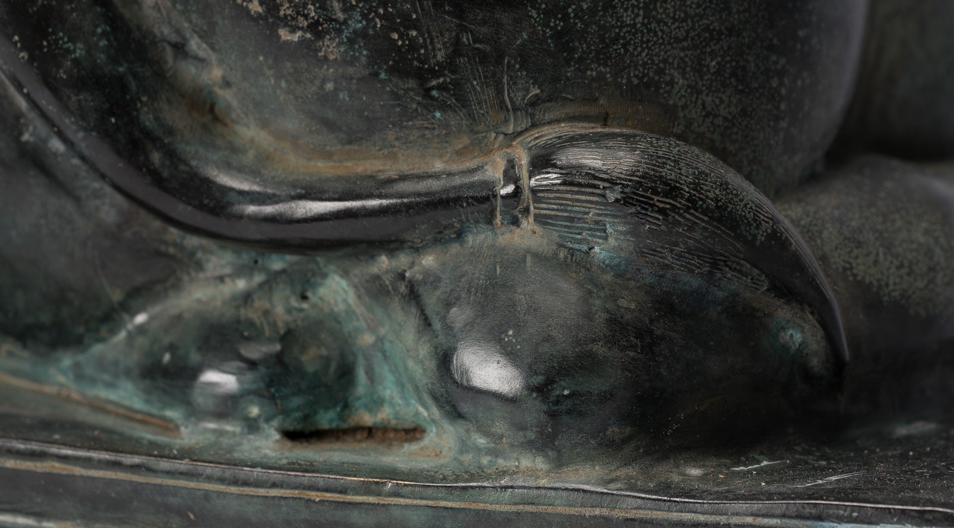 Antique Khmer Style Bronze Nandi Statue - Mount of Shiva - 53cm/21" Long