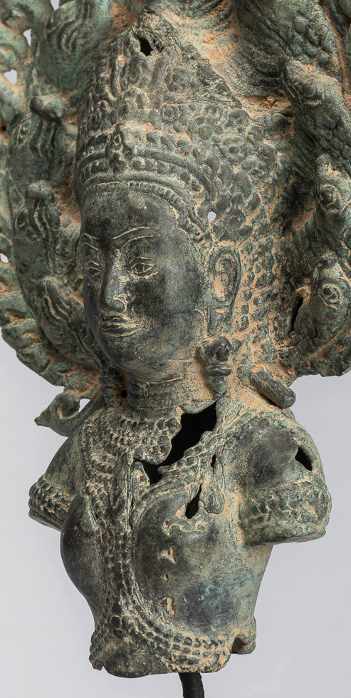 Apsara - Ancient khmer Style bronze Angkor Wat Apsara & Naga statue - 36cm / 14 "