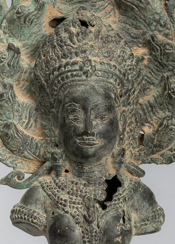 Apsara - Ancient khmer Style bronze Angkor Wat Apsara & Naga statue - 36cm / 14 "