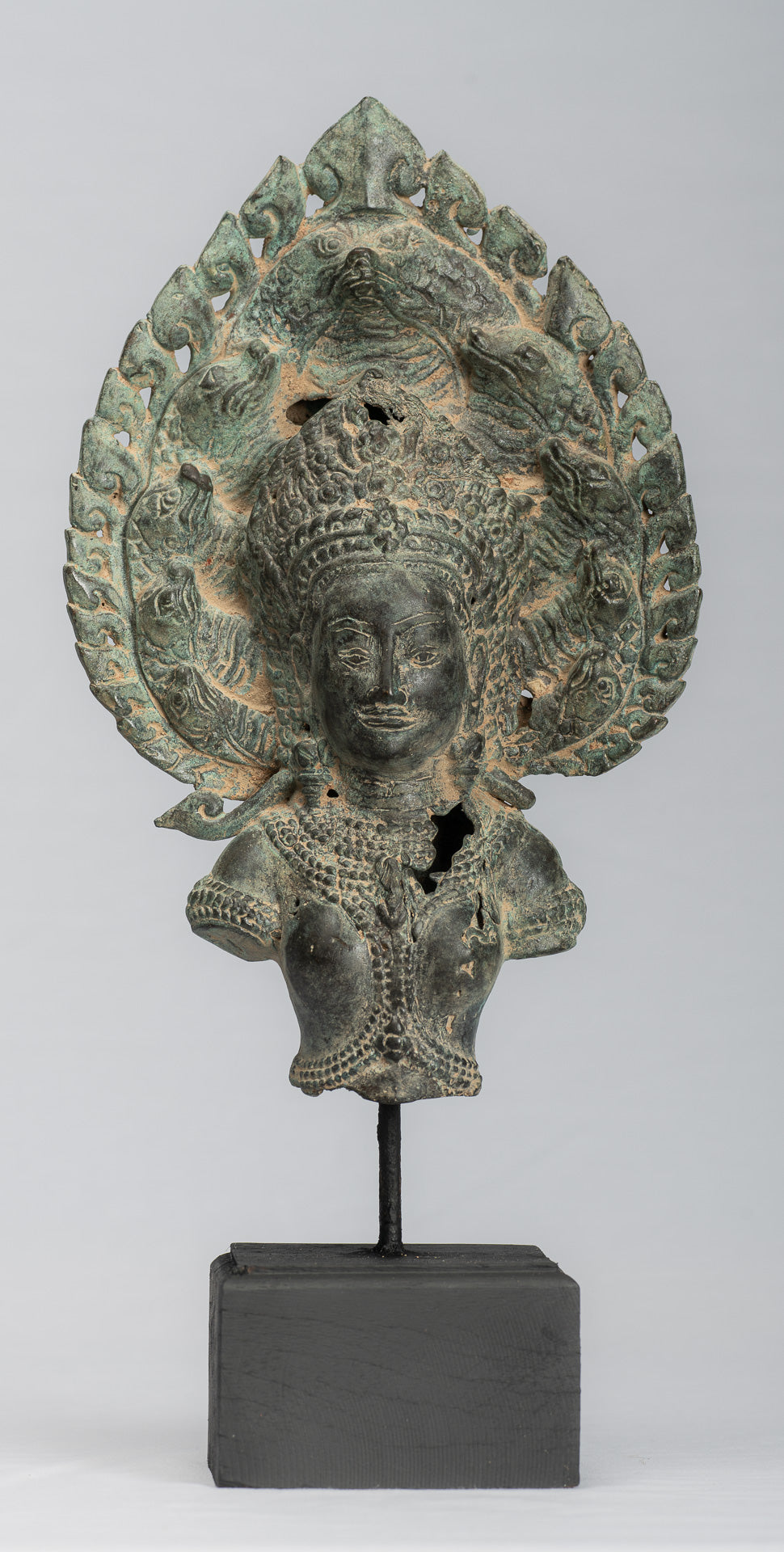 Apsara - Ancient khmer Style bronze Angkor Wat Apsara & Naga statue - 36cm / 14 "