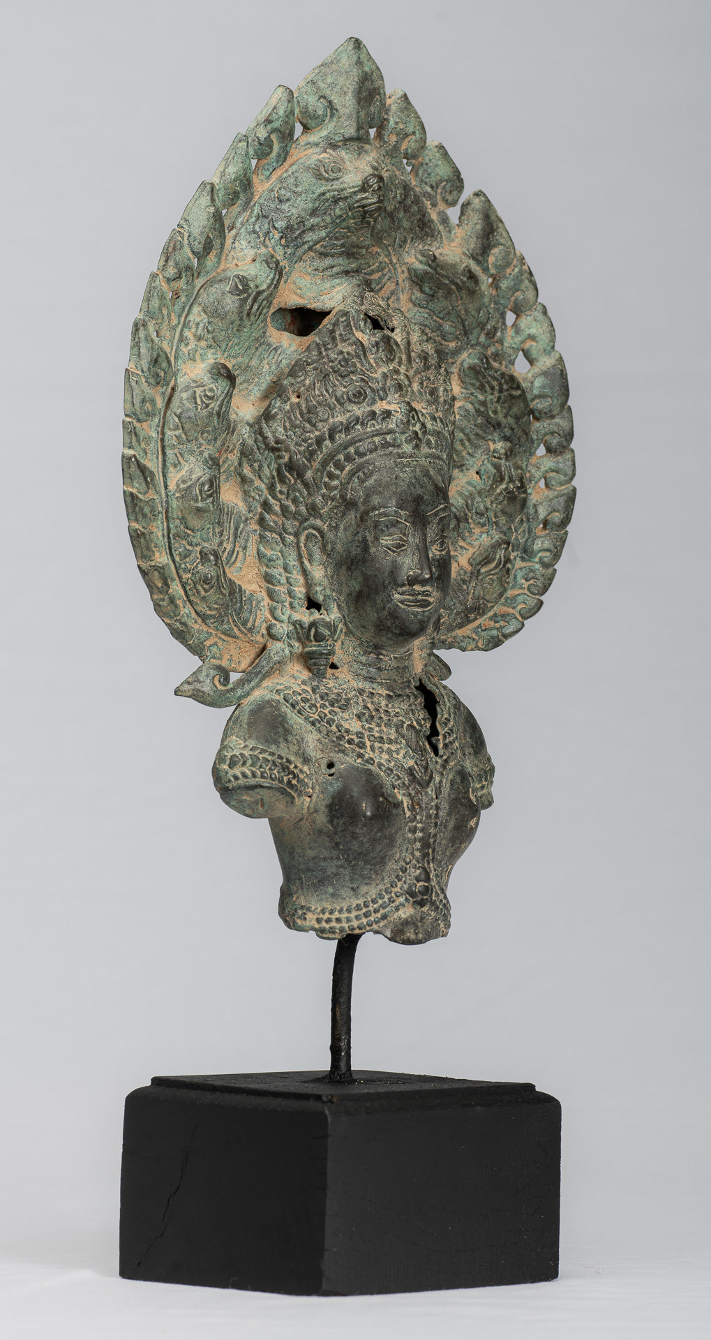 Apsara - Ancient khmer Style bronze Angkor Wat Apsara & Naga statue - 36cm / 14 "