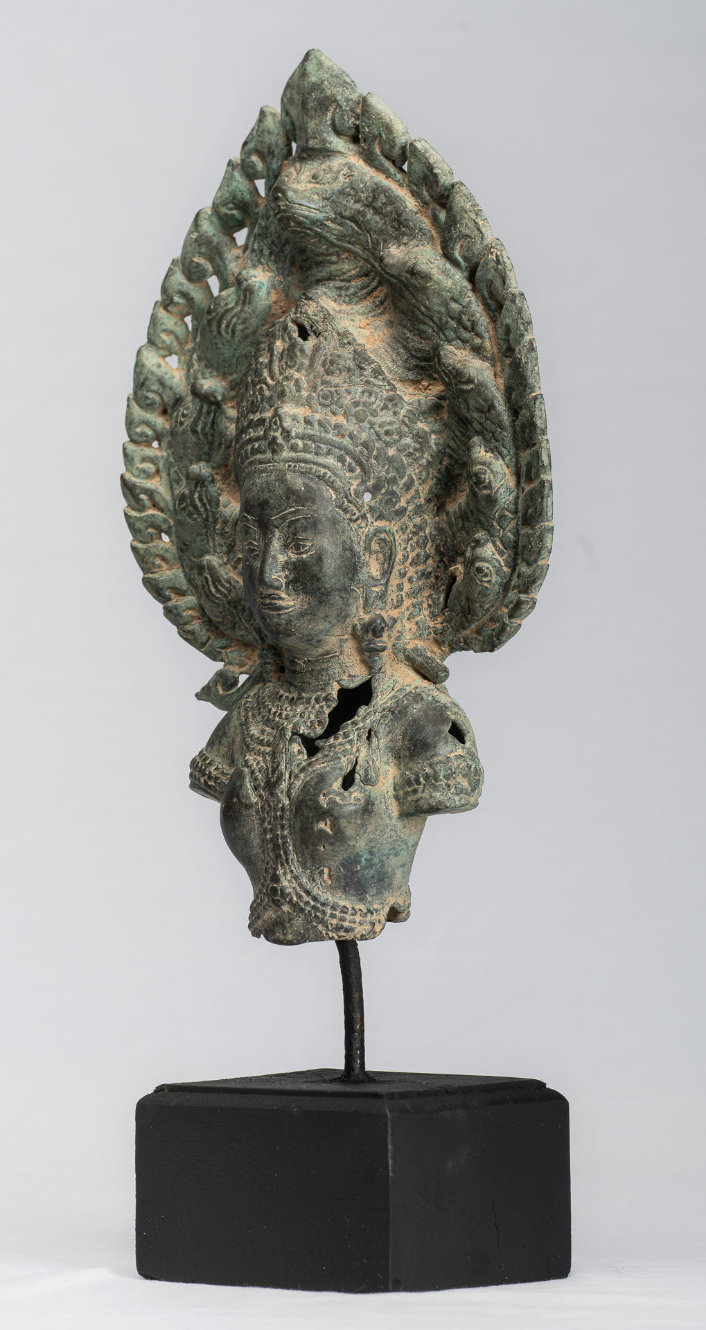 Apsara - Ancient khmer Style bronze Angkor Wat Apsara & Naga statue - 36cm / 14 "