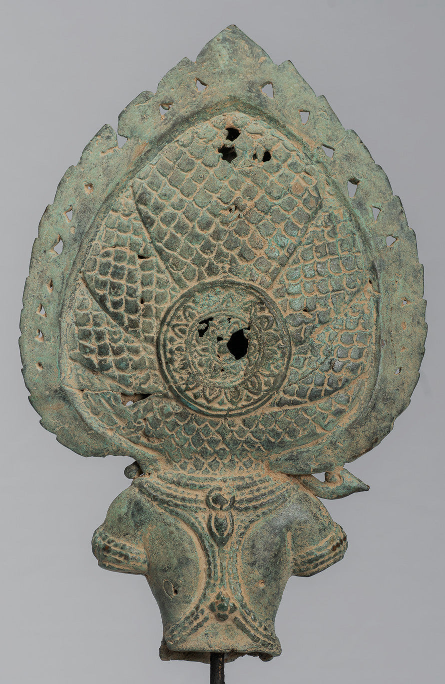 Apsara - Ancient khmer Style bronze Angkor Wat Apsara & Naga statue - 36cm / 14 "