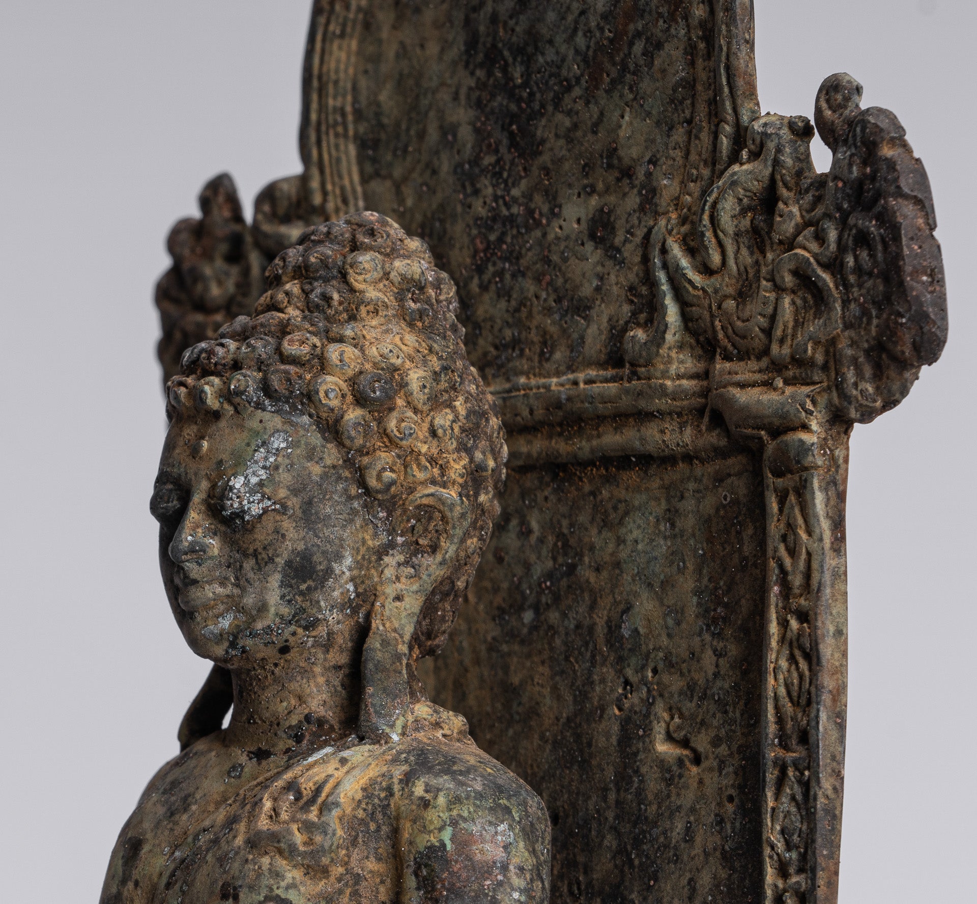 Buddha Statue - Antique Indonesian Style Bronze Javanese Protection Buddha Statue - 28cm/11"