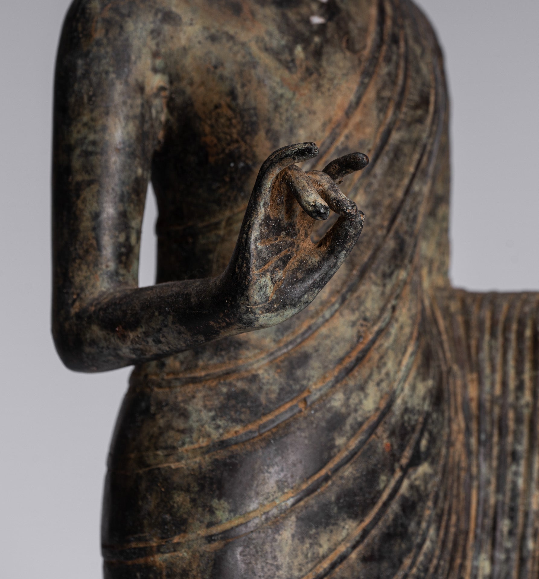 Buddha Statue - Antique Indonesian Style Bronze Javanese Teaching Buddha - 40cm/16"