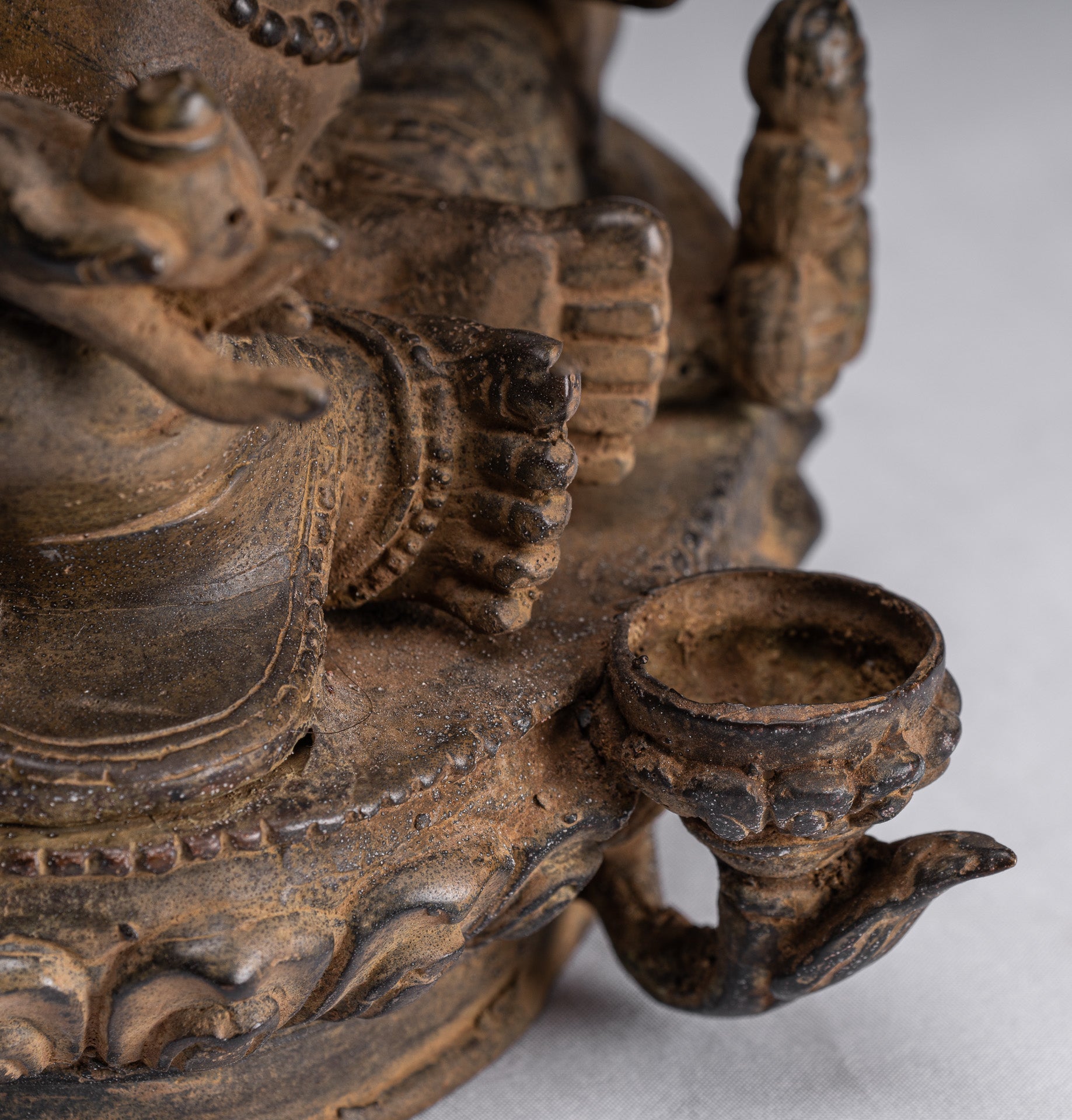 Jambhala Statue - Antique Java Majapahit Style Seated Jambhala Statue God of Wealth - 21cm/8"