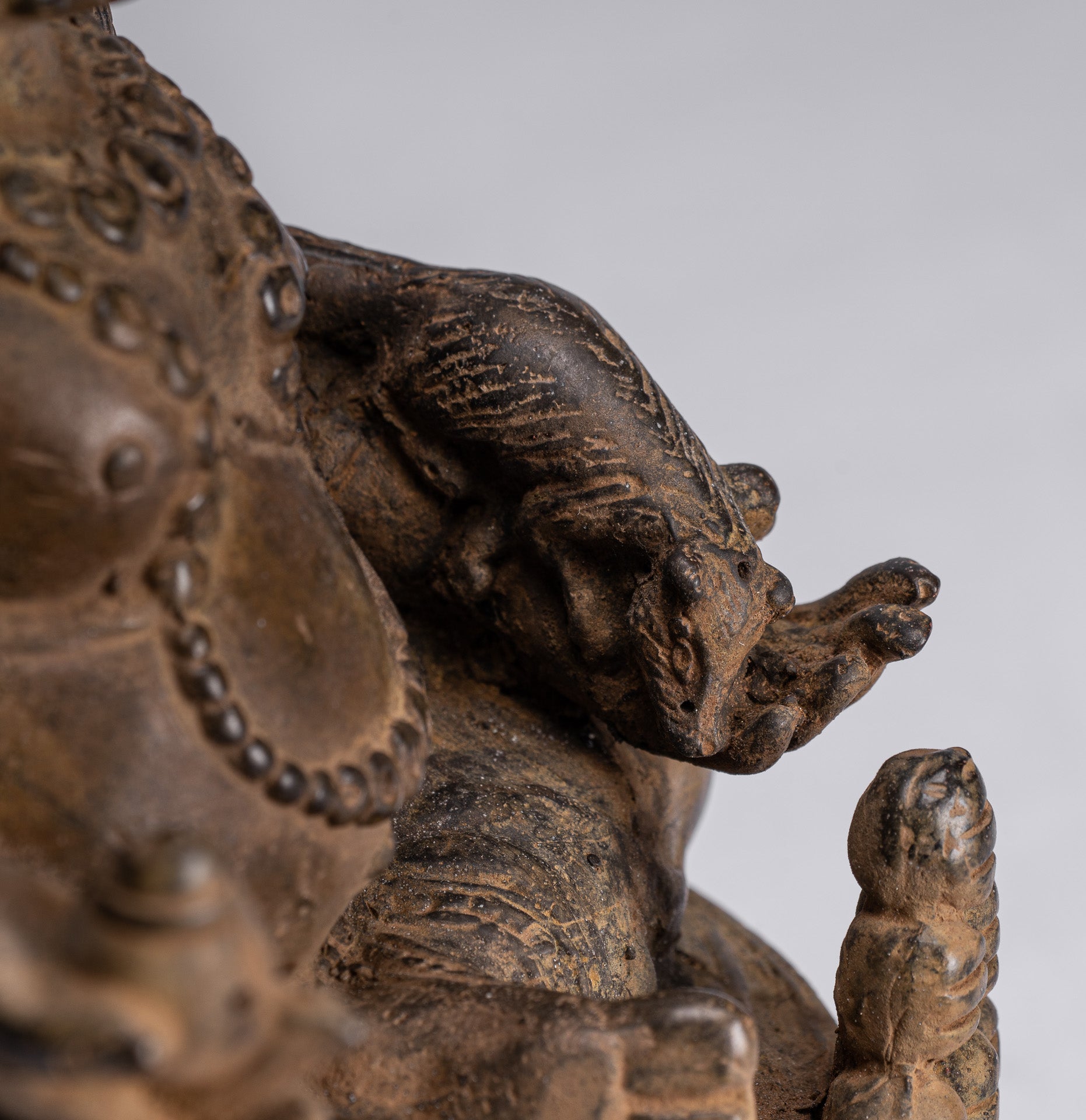 Jambhala Statue - Antique Java Majapahit Style Seated Jambhala Statue God of Wealth - 21cm/8"