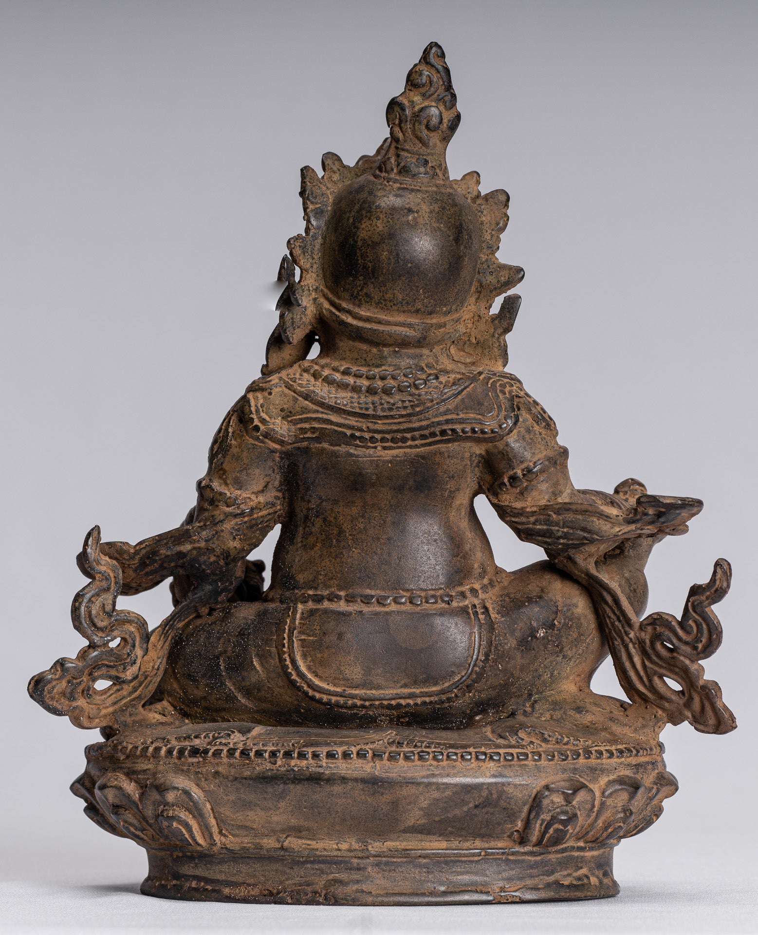 Jambhala Statue - Antique Java Majapahit Style Seated Jambhala Statue God of Wealth - 21cm/8"