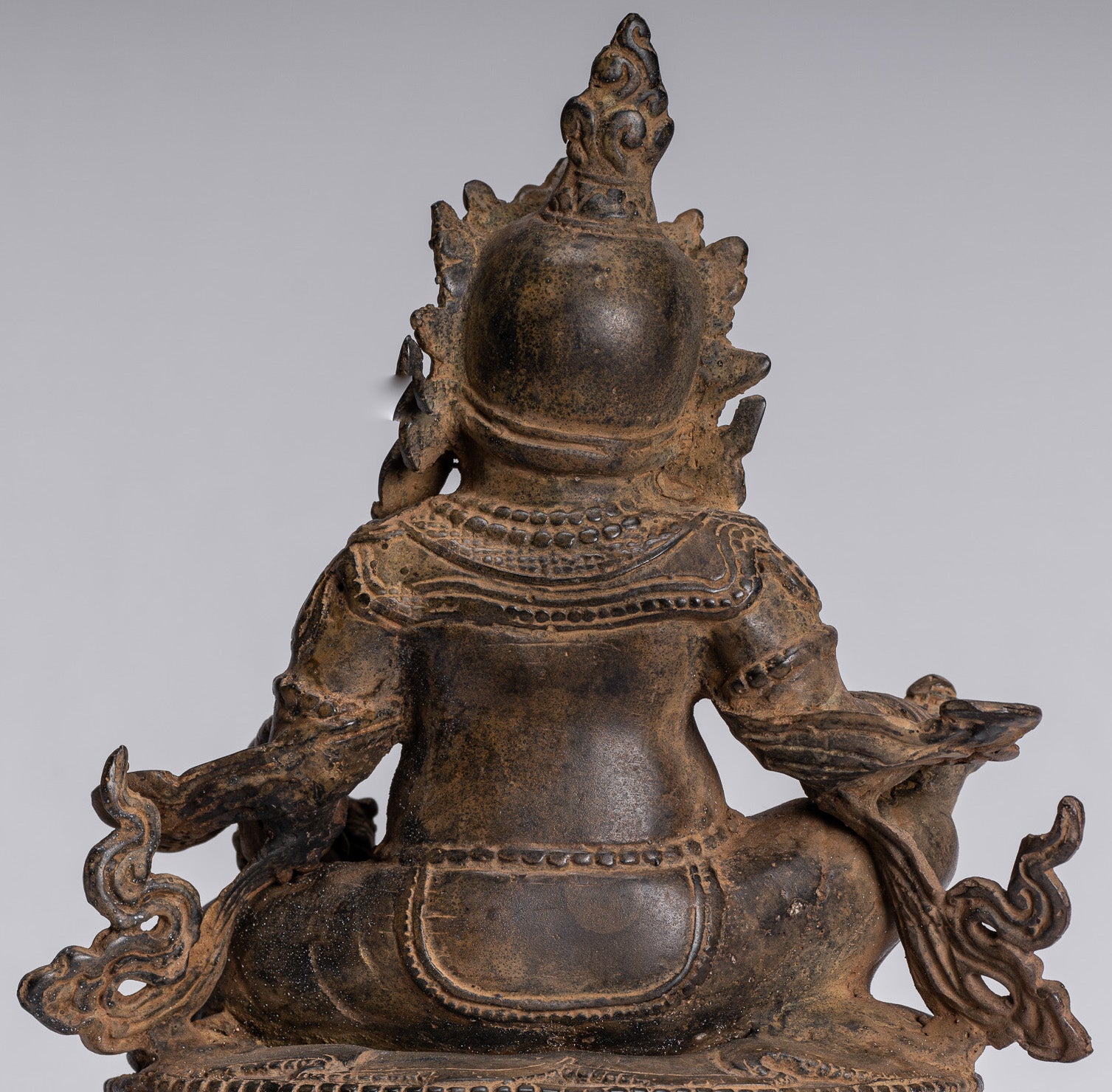 Jambhala Statue - Antique Java Majapahit Style Seated Jambhala Statue God of Wealth - 21cm/8"