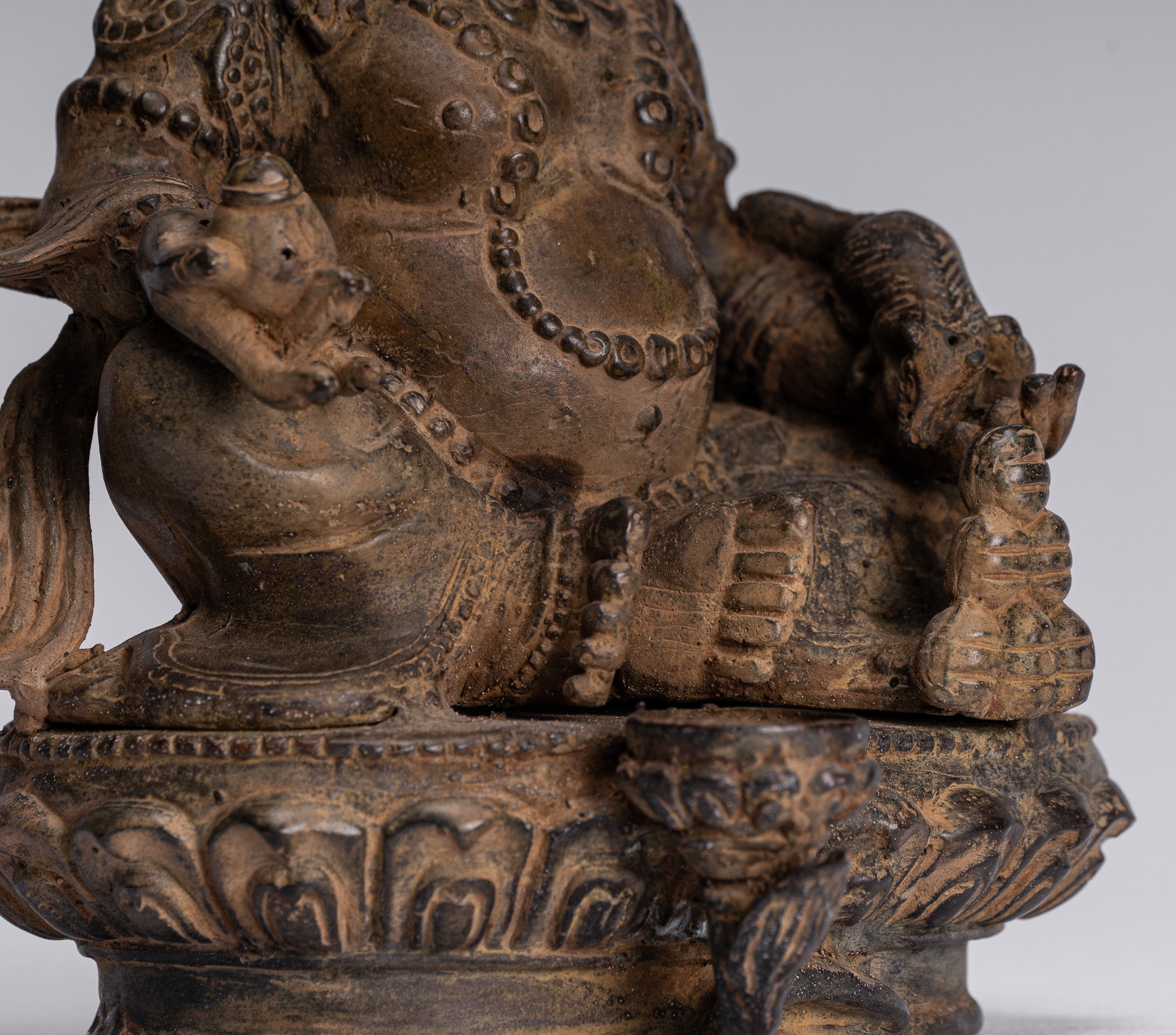 Jambhala Statue - Antique Java Majapahit Style Seated Jambhala Statue God of Wealth - 21cm/8"