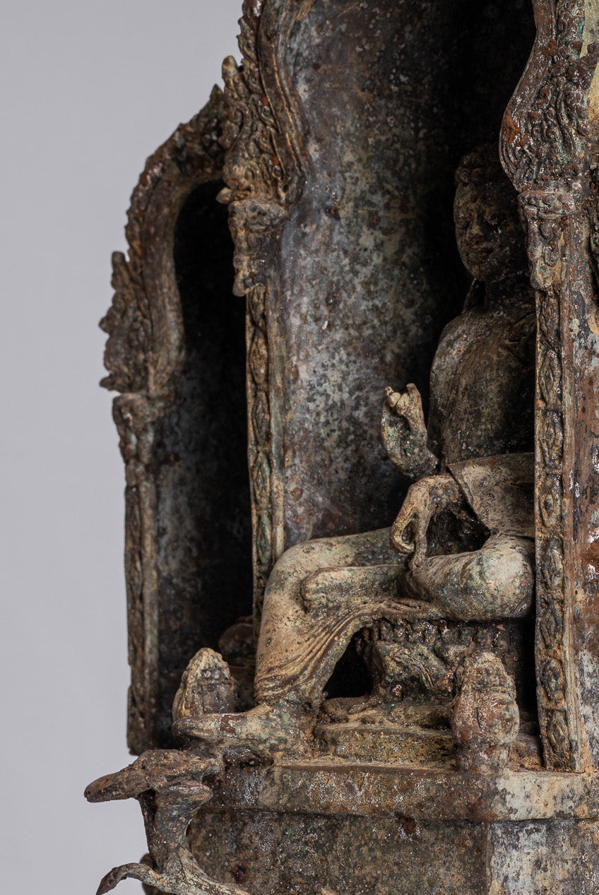 Buddha Statue - Antique Indonesian Style Bronze Javanese Teaching Buddha Statue - 32cm/13"