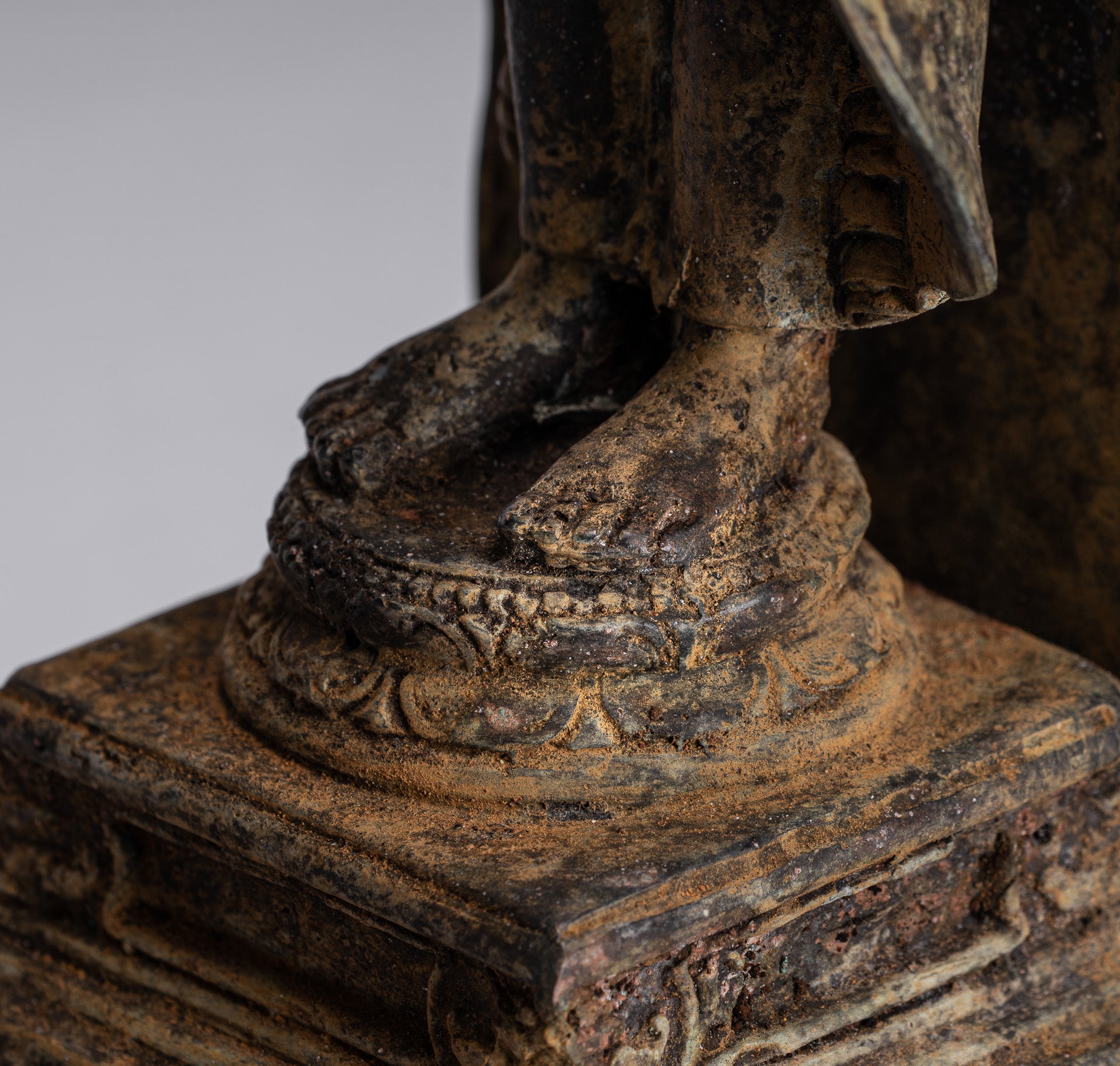 Statue Buddha - Antique stile indonesiano in piedi bronzo giavanese protezione Buddha - 37 cm/15 "