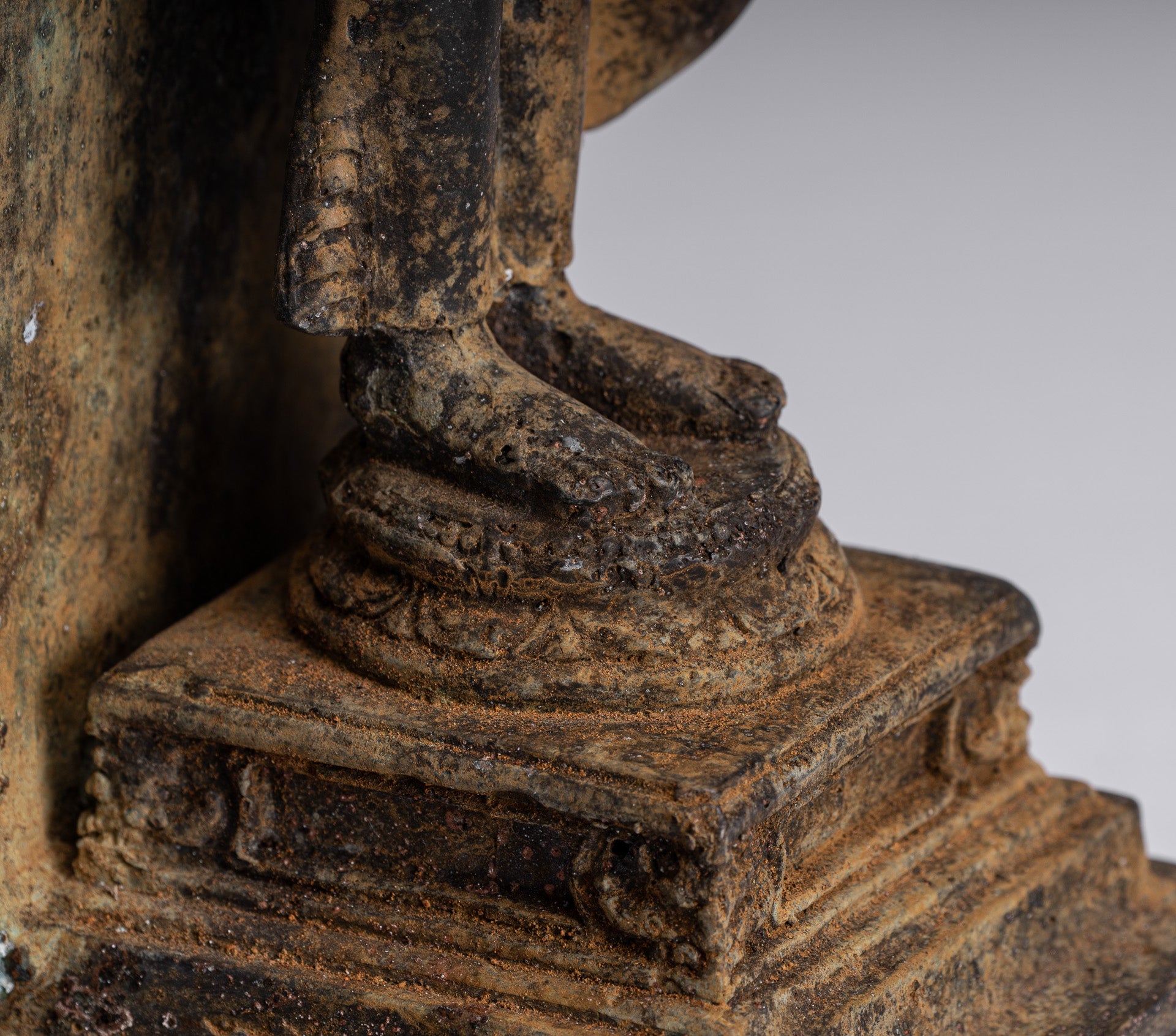 Statue Buddha - Antique stile indonesiano in piedi bronzo giavanese protezione Buddha - 37 cm/15 "
