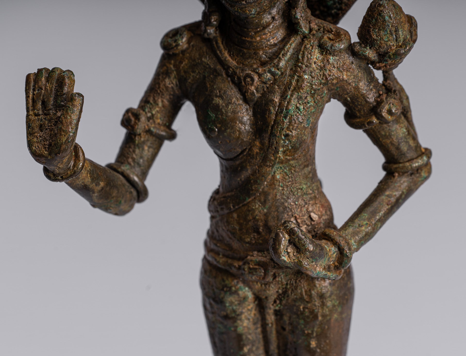 Lokeshvara - Antique Indonesian Style Majapahit Standing Bronze Lokeshvara Statue - 27cm/11"