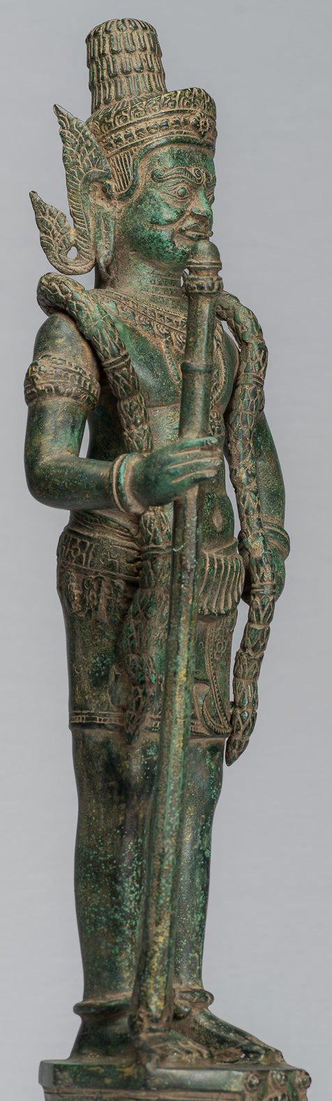 Statua del Guardian - Antique Khmer Bronze Koh Ker Style Yaksha Temple Guardian - 56 cm / 22 "