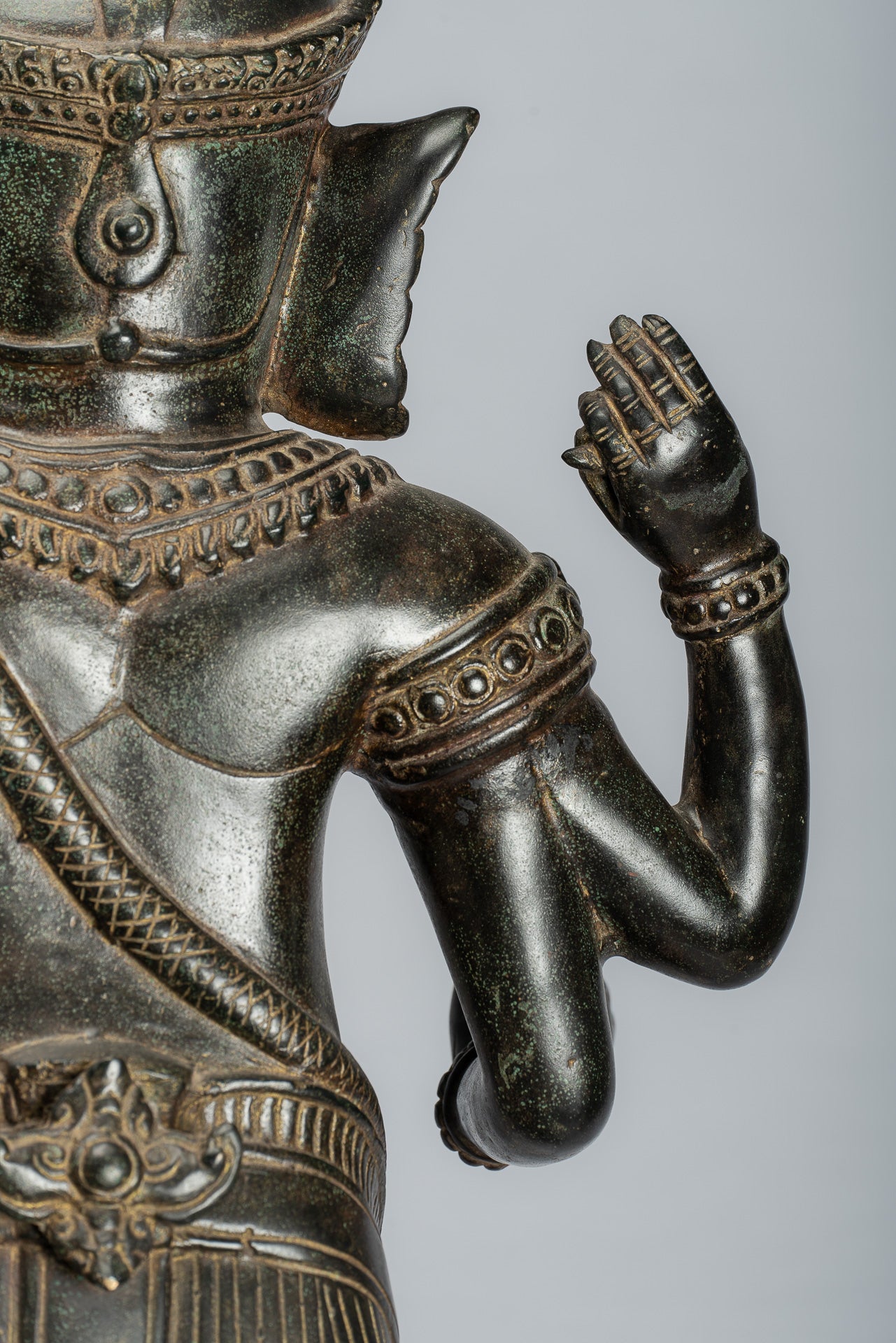 Estatua de Ganesha - Estatua de bronce de pie de estilo jemer antiguo Angkor Wat Ganesha y Yoni - 88 cm/35 "