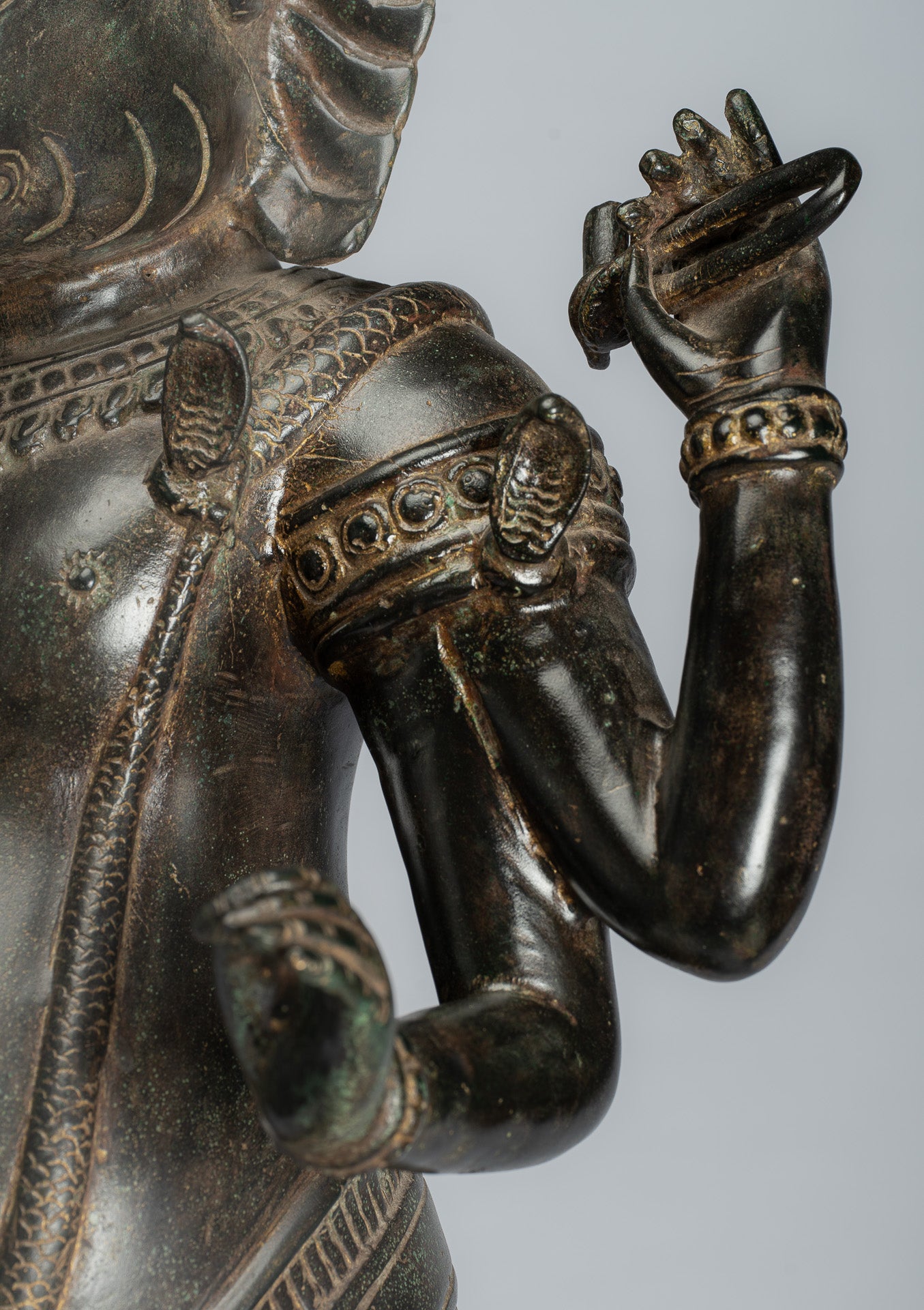 Estatua de Ganesha - Estatua de bronce de pie de estilo jemer antiguo Angkor Wat Ganesha y Yoni - 88 cm/35 "